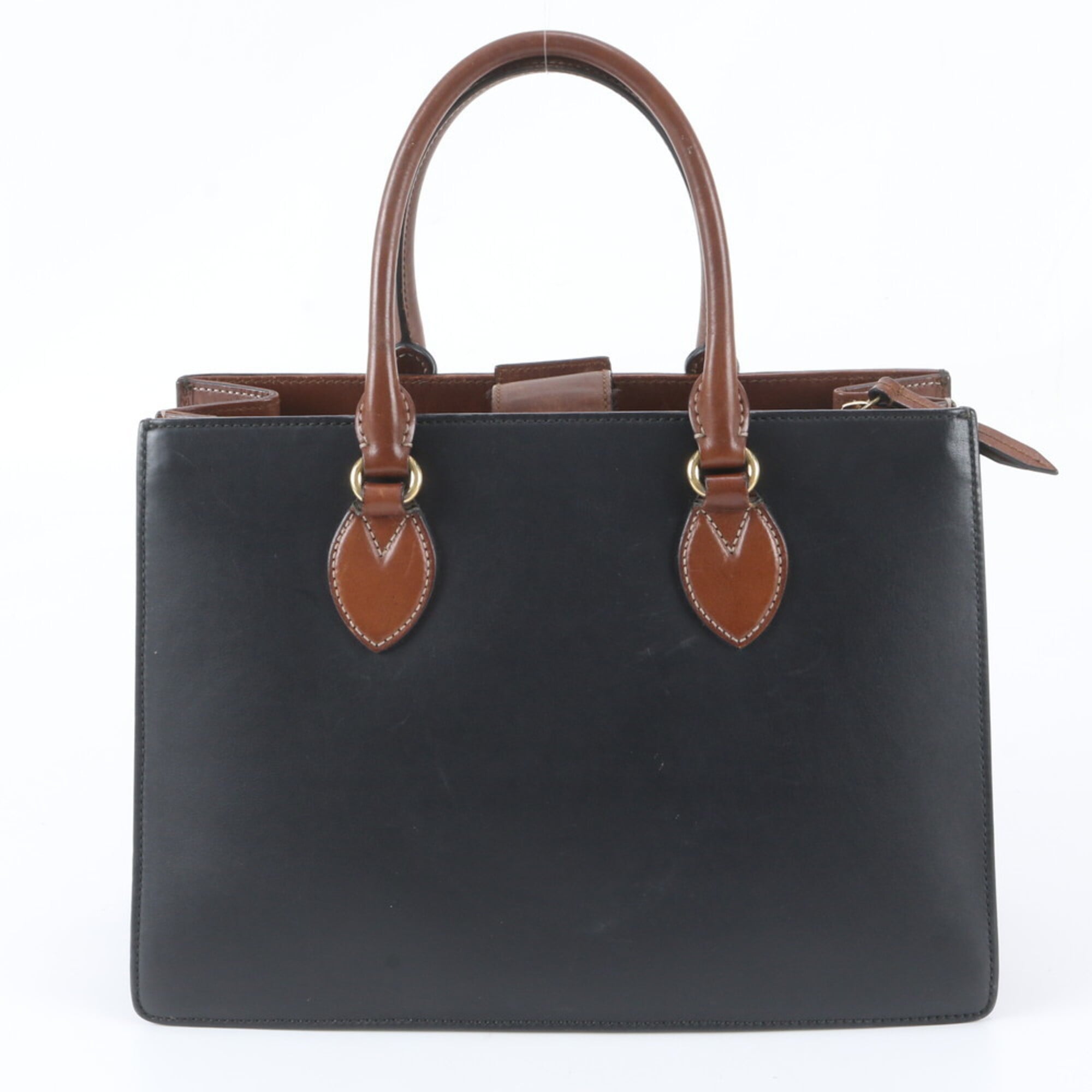 Gucci Black Brown Leather Handbag Shoulder Bag Tote Bag (Pre-Owned)