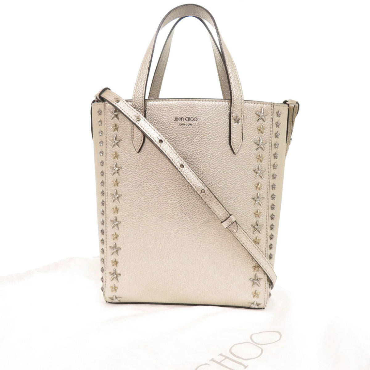 Jimmy Choo Champagne Gold Leather Handbag Shoulder Bag Tote Bag (Pre-Owned)