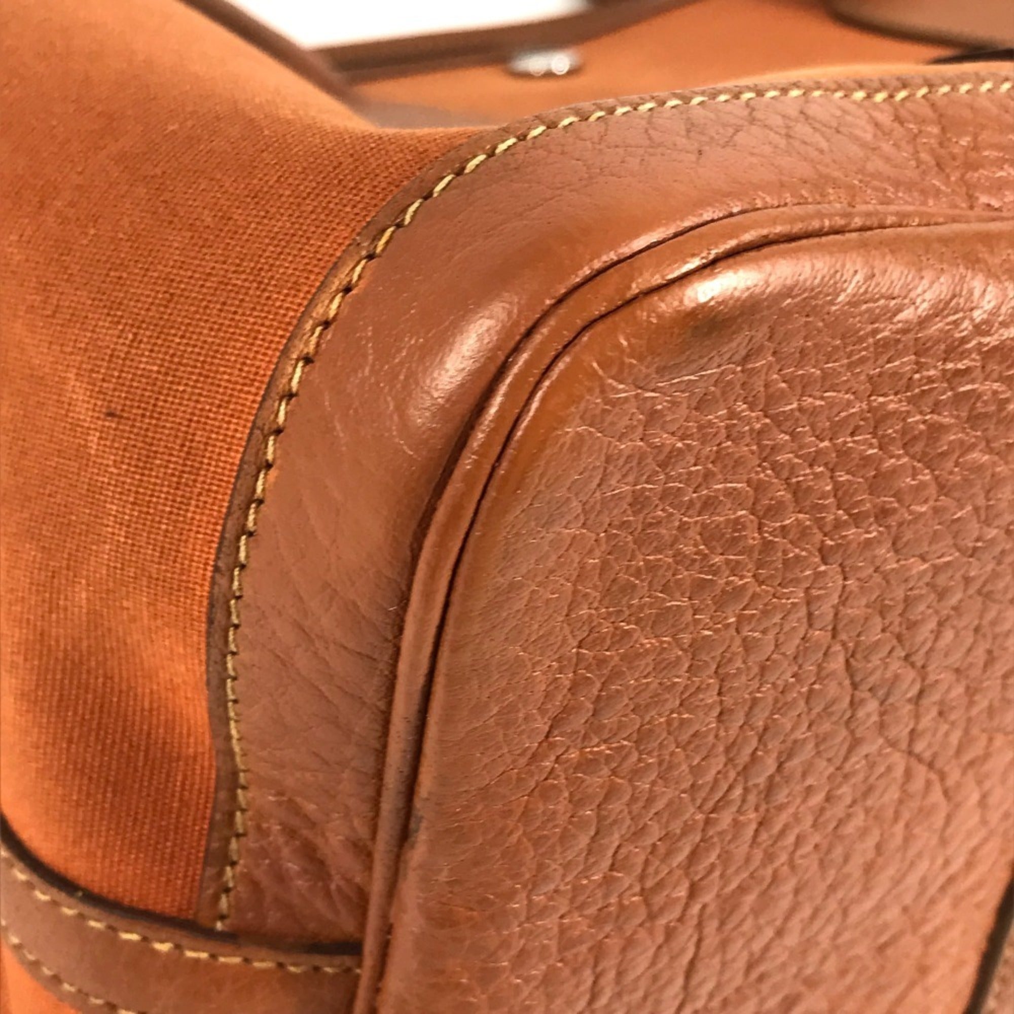 Hermes Orange Negonda Leather Canvas Handbag Shoulder Bag Tote Bag (Pre-Owned)