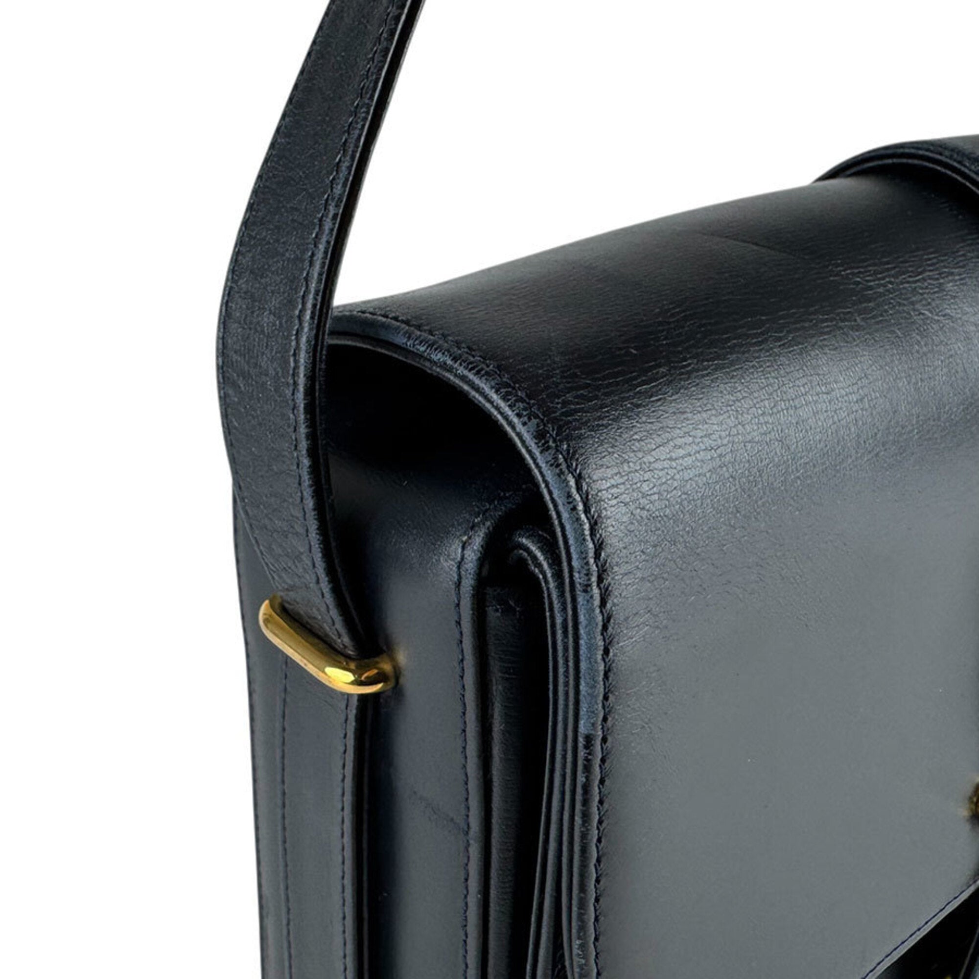 Cartier Navy Leather Shoulder Bag (Pre-Owned)