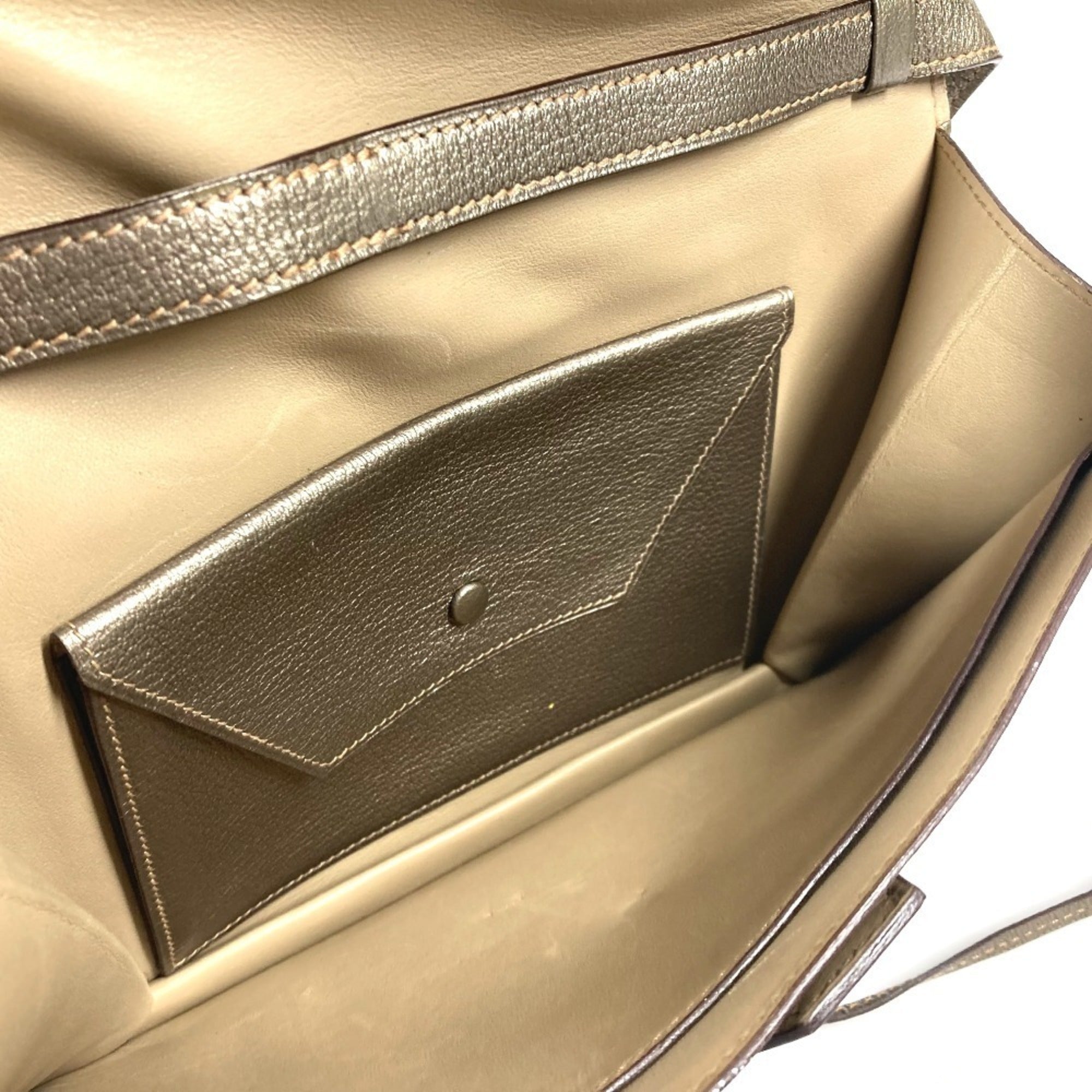Hermes Gold Chevre Leather Handbag Pouch Shoulder Bag (Pre-Owned)