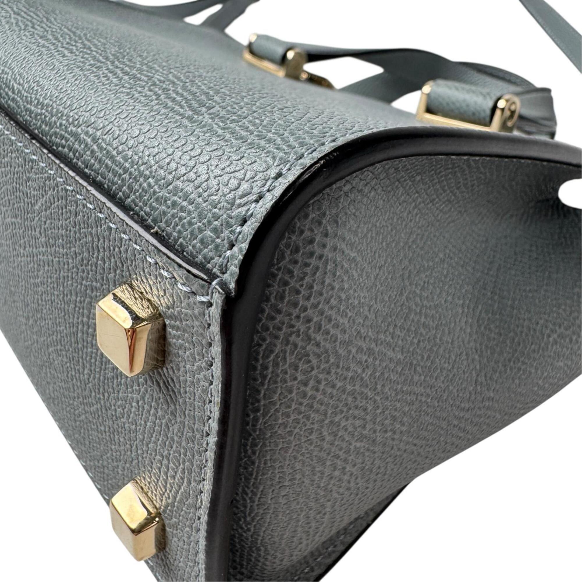 Valextra Beige Black Gray Leather Shoulder Bag Tote Bag (Pre-Owned)