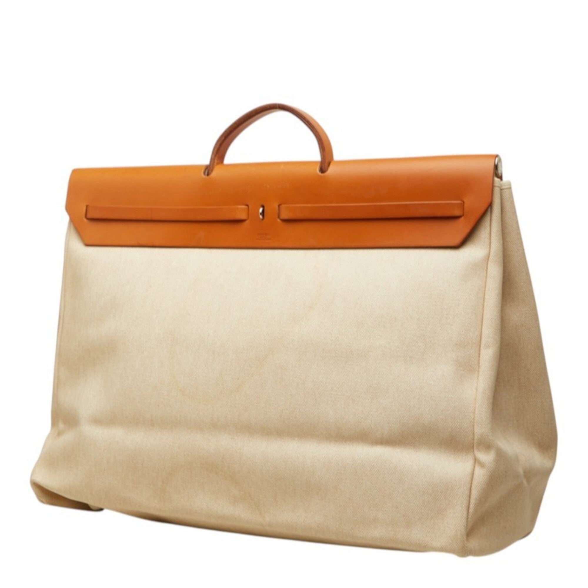 Hermes Beige Brown Canvas Handbag Shoulder Bag (Pre-Owned)