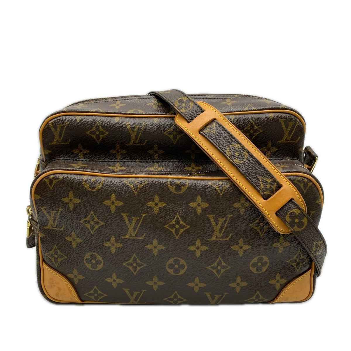 Louis Vuitton Monogram Beige Brown Coated Canvas Leather Shoulder Bag (Pre-Owned)