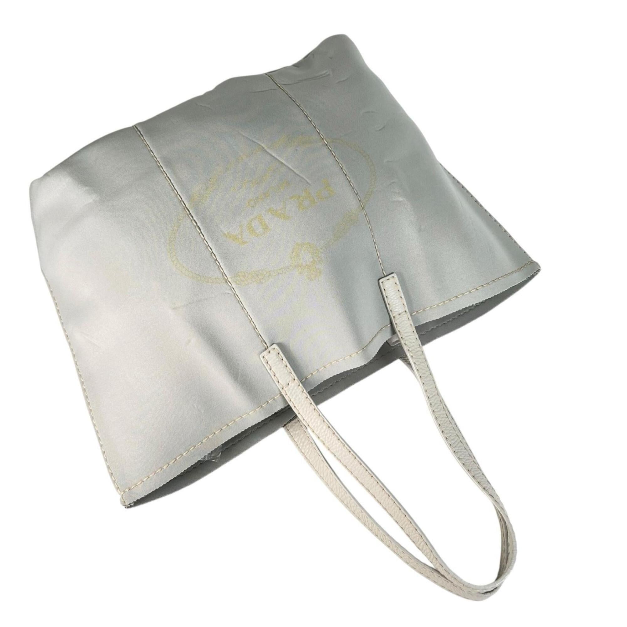 Prada Gray Leather Neoprene Tote Bag (Pre-Owned)