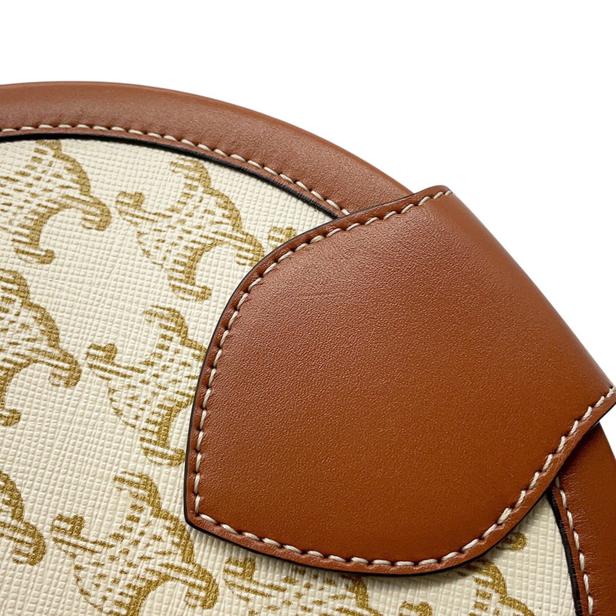 Celine Brown White Leather Pvc Handbag Shoulder Bag (Pre-Owned)