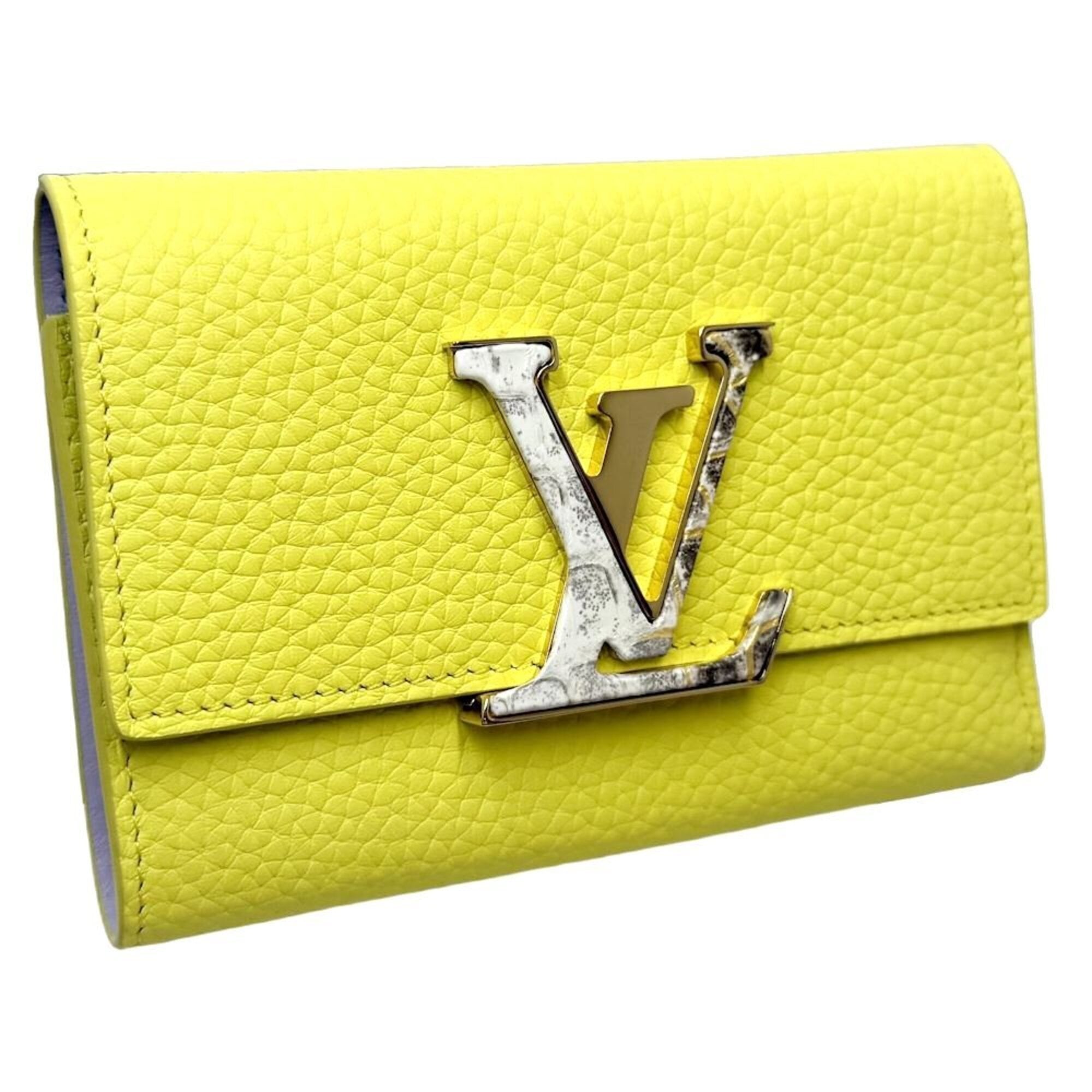 Louis Vuitton Lemon Yellow Leather Wallet (Tri-Fold) (Pre-Owned)