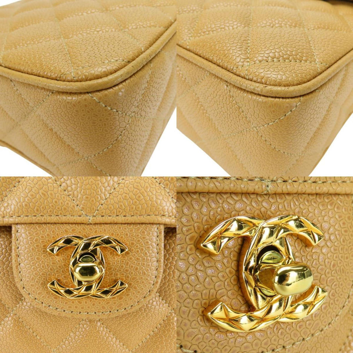 Chanel Beige Grained Calfskin Shoulder Bag (Pre-Owned)