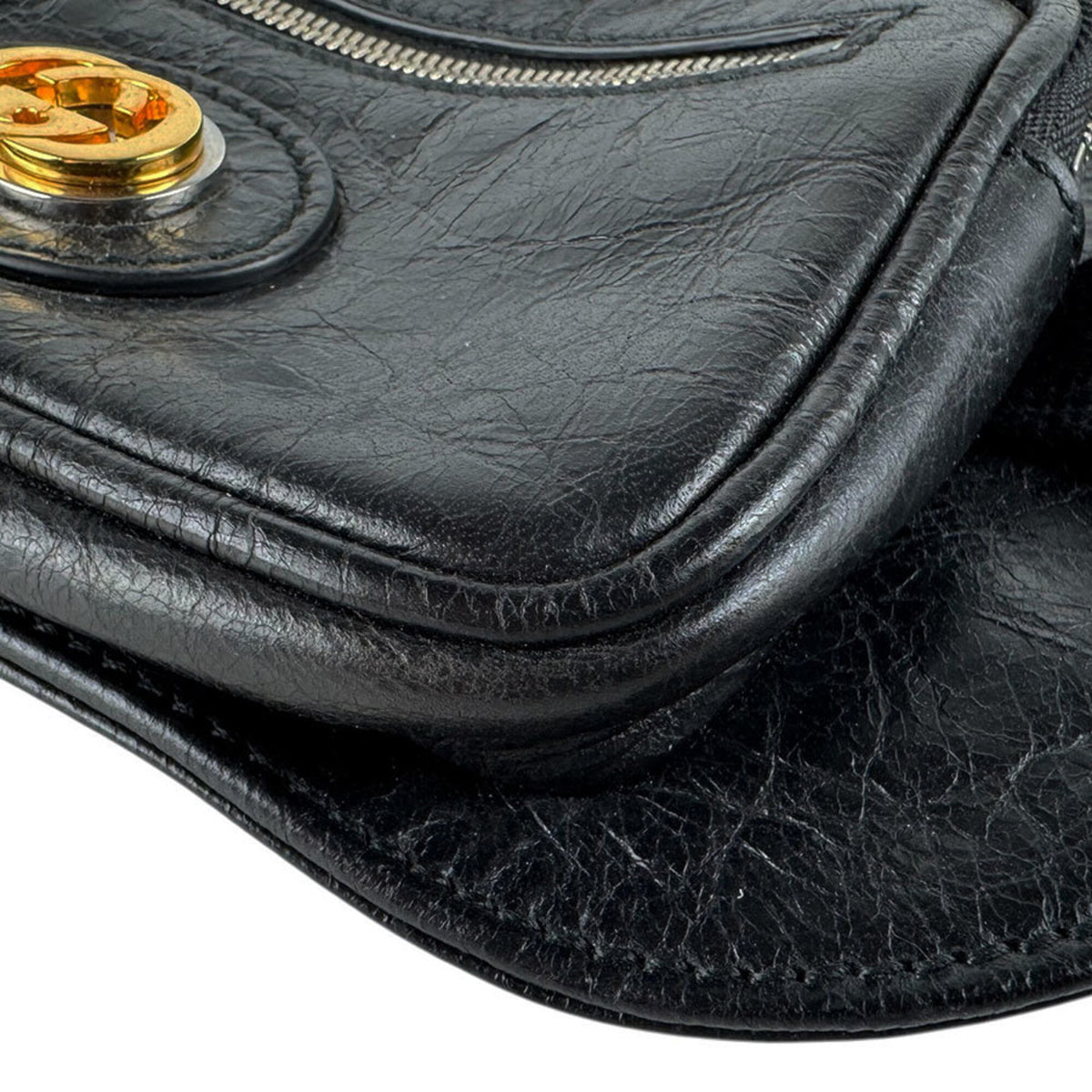 Gucci Black Leather Fanny Pack Sling Bag (Pre-Owned)