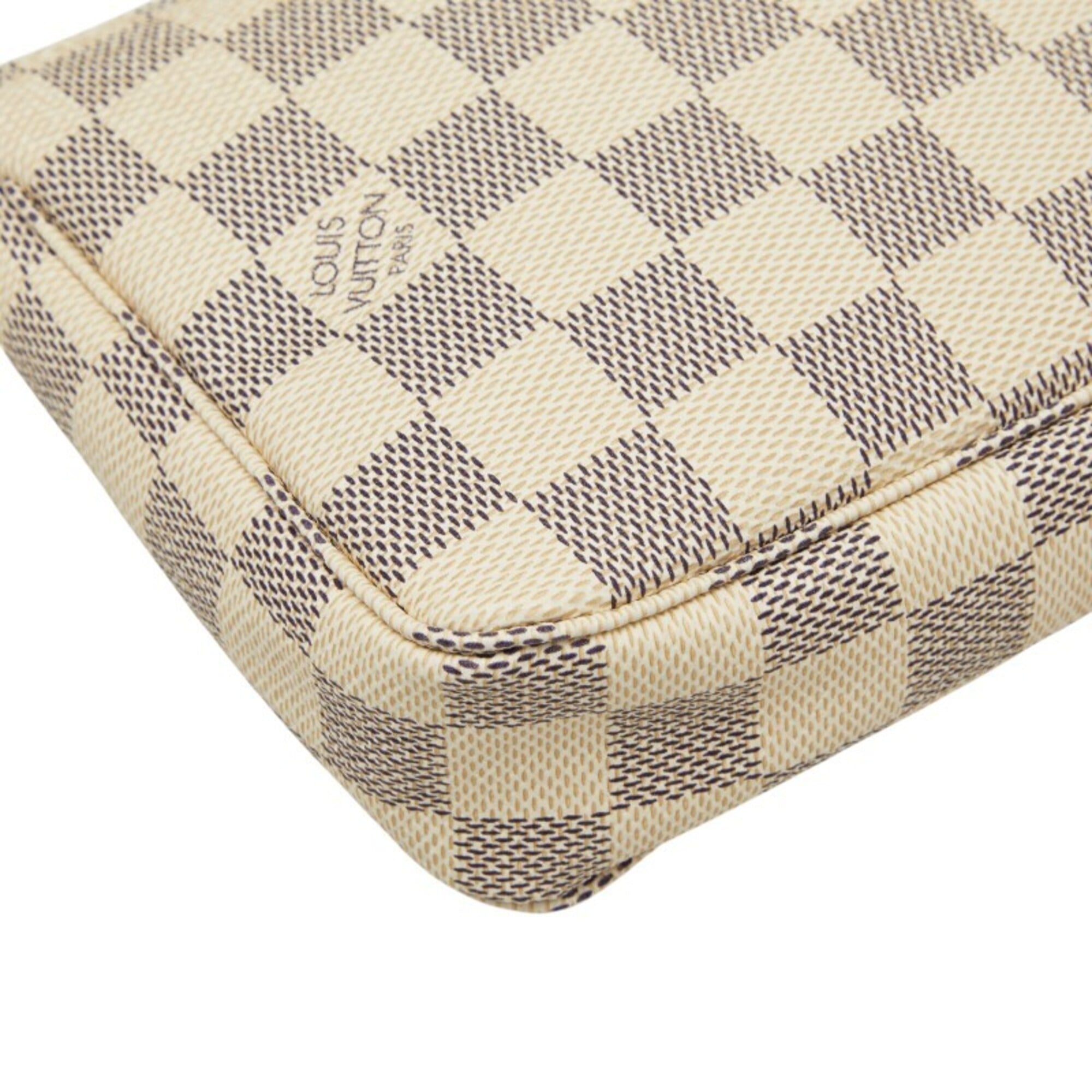 Louis Vuitton Damier Azur White Pvc Leather Handbag Pochette (Pre-Owned)