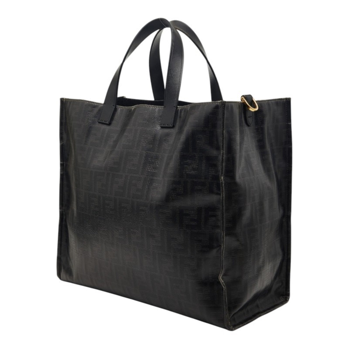 Fendi Black Pvc Wool Leather Tote Bag (Pre-Owned)