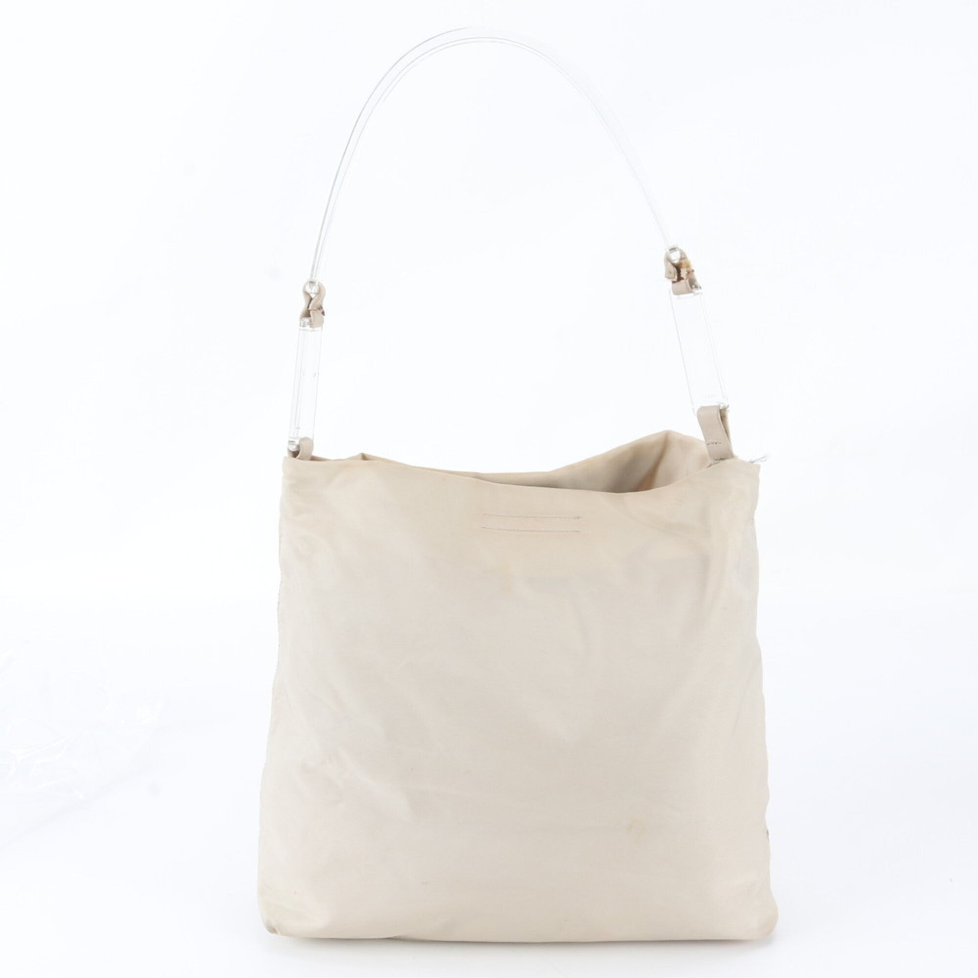 Prada Beige Leather Nylon Shoulder Bag (Pre-Owned)