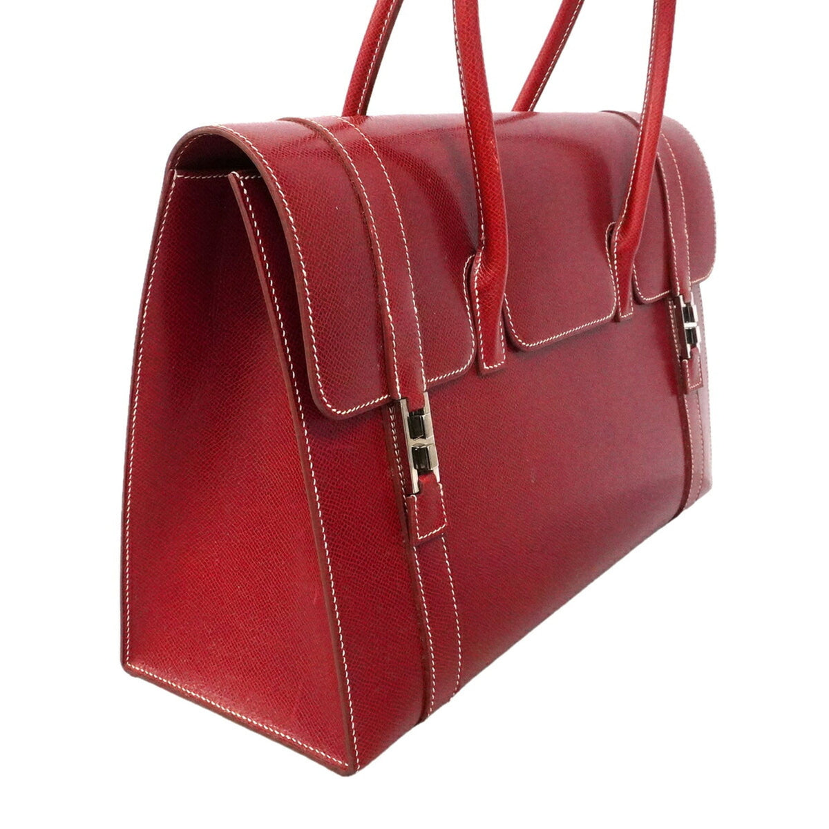 Hermes Rouge Casaque Courchevel Leather Handbag (Pre-Owned)