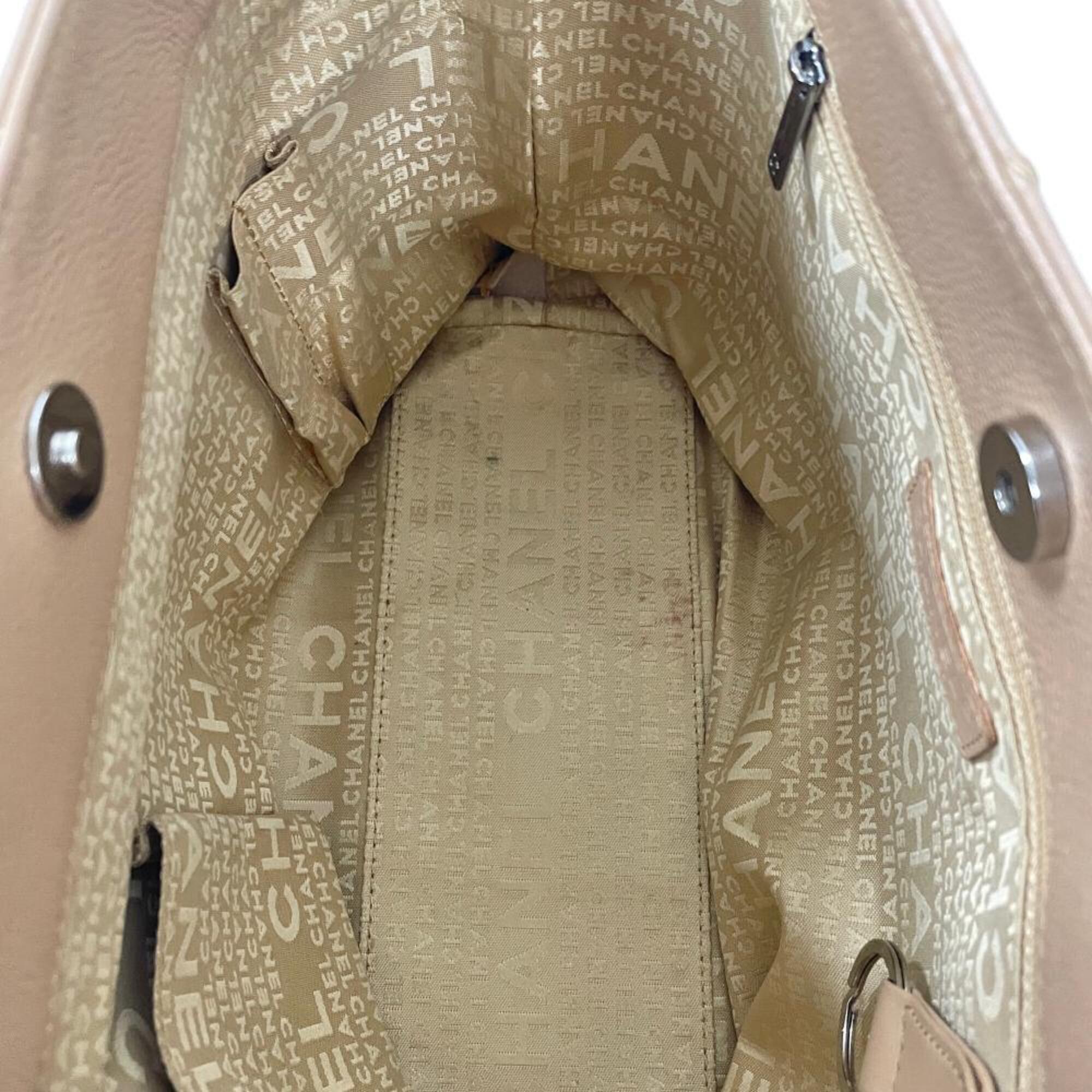 Chanel Wild Stitch Beige Grained Calfskin Tote Bag (Pre-Owned)