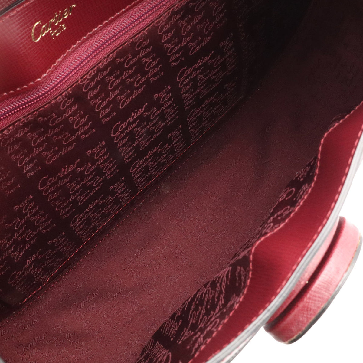 Cartier Bordeaux Red Color Leather Shoulder Bag (Pre-Owned)