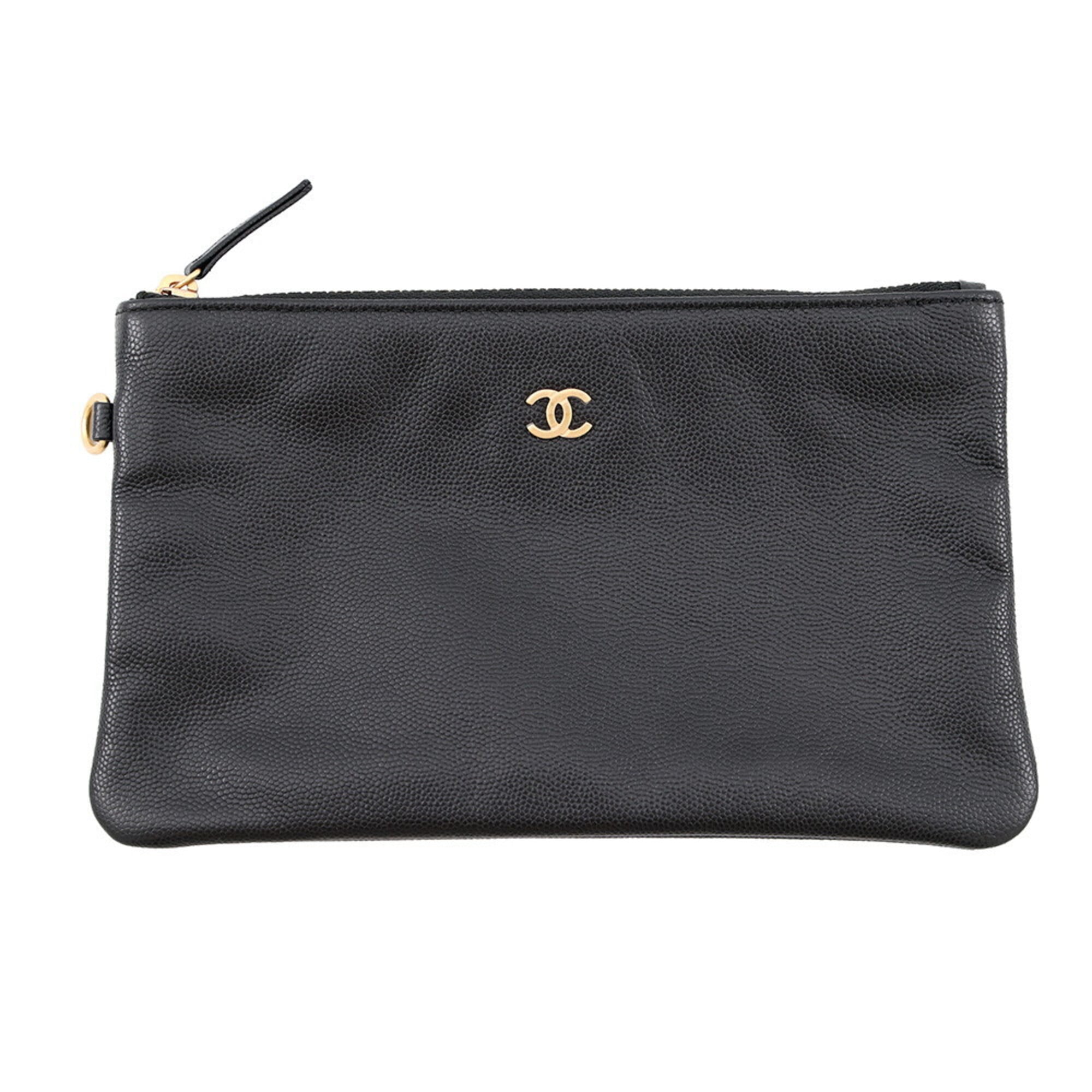 Chanel Black Grained Calfskin Shoulder Bag (Pre-Owned)