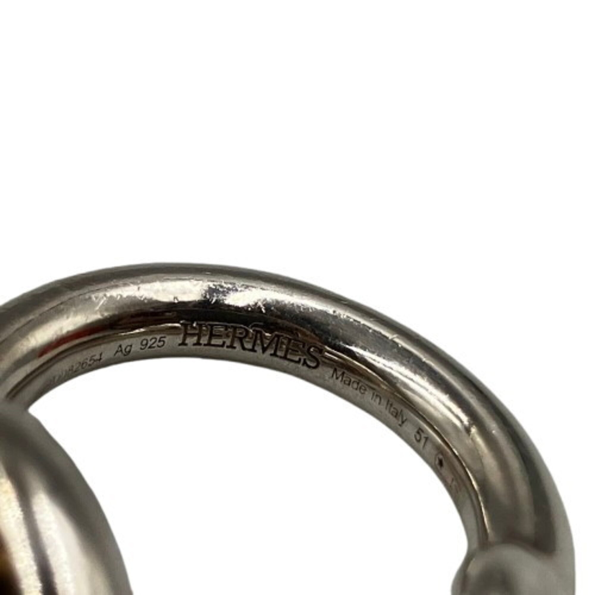 Hermes Silver Silver 925 Band Ring (Pre-Owned)