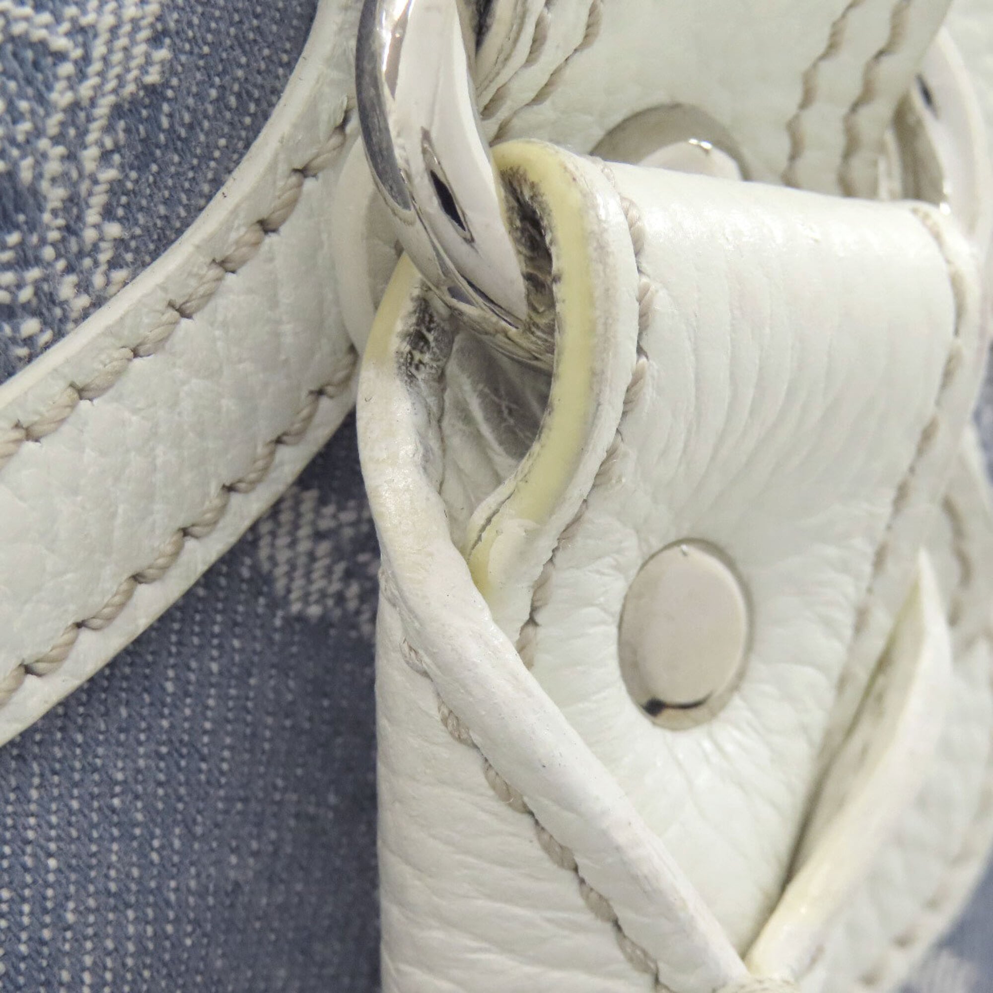 Celine Light Blue White Denim Leather Handbag (Pre-Owned)