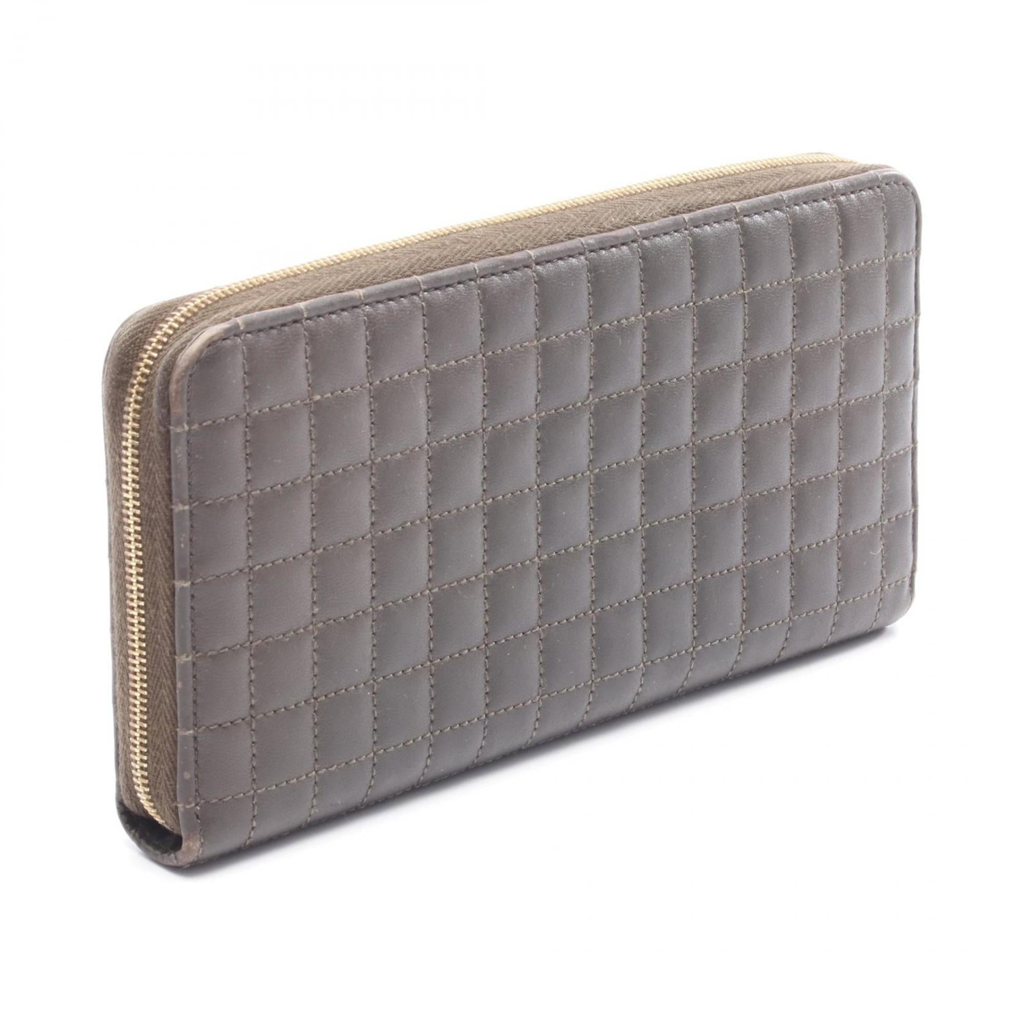 Celine Khaki Leather Long Wallet (Bi-Fold) (Pre-Owned)