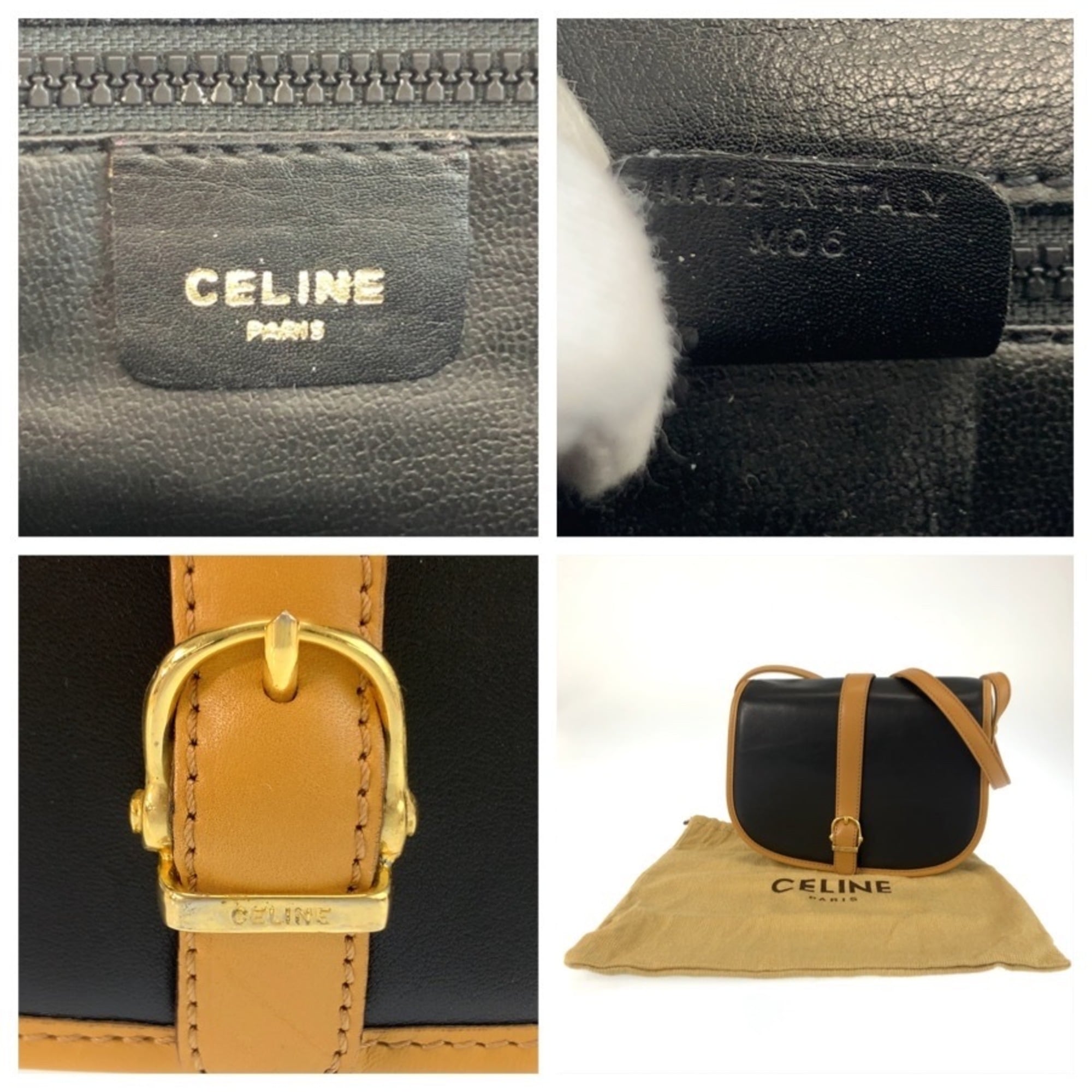 Celine Black Brown Leather Pochette Shoulder Bag (Pre-Owned)
