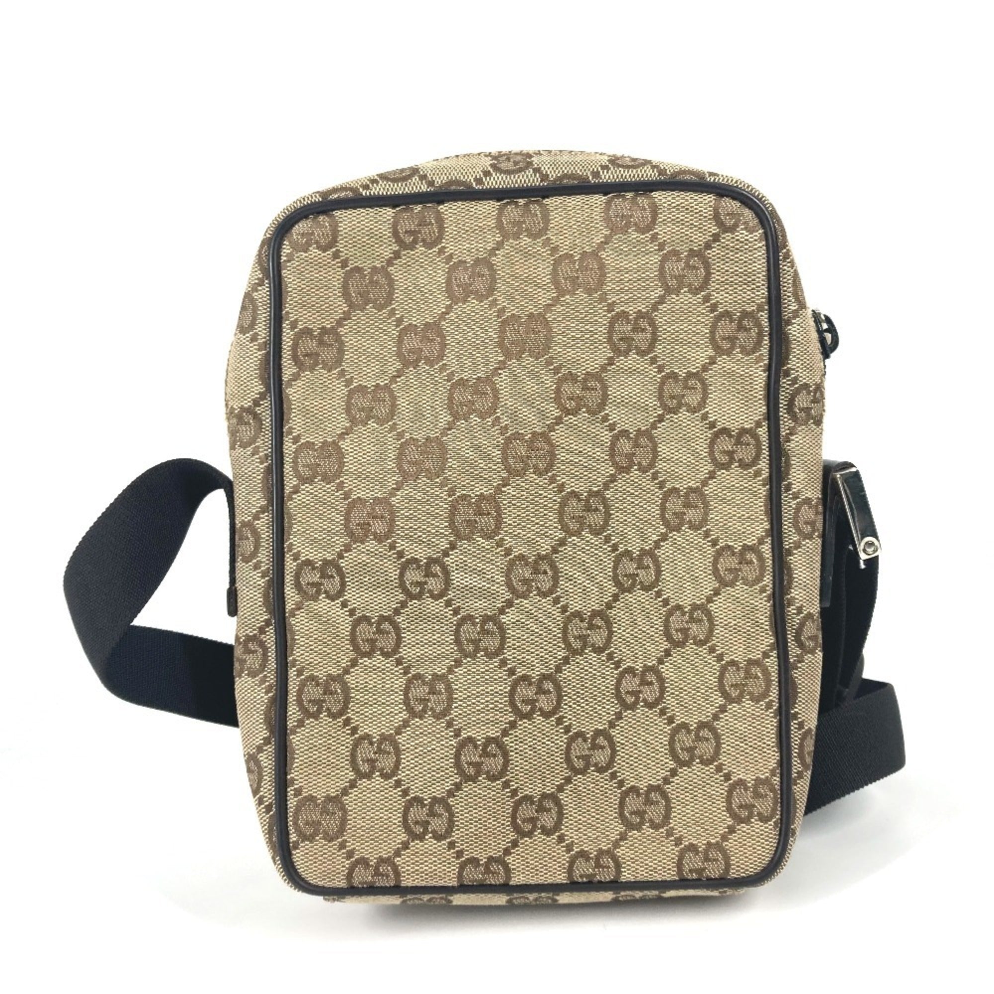 Gucci Beige Brown Canvas Leather Pochette Pouch Shoulder Bag (Pre-Owned)