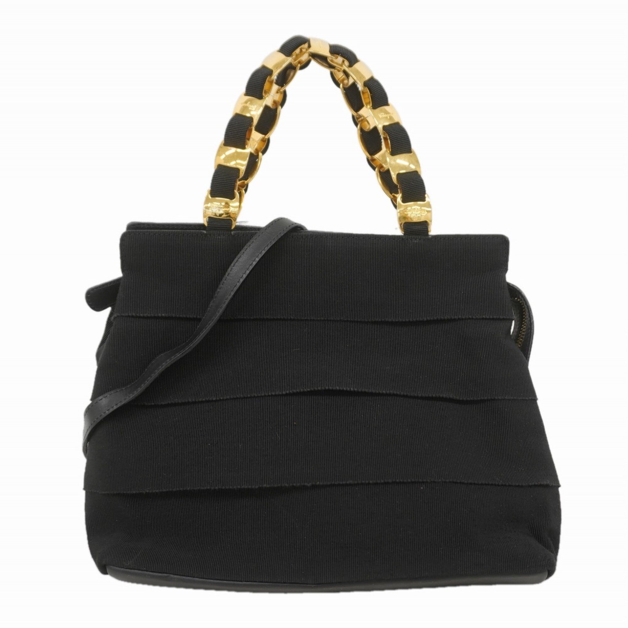 Salvatore Ferragamo Black Canvas Handbag (Pre-Owned)