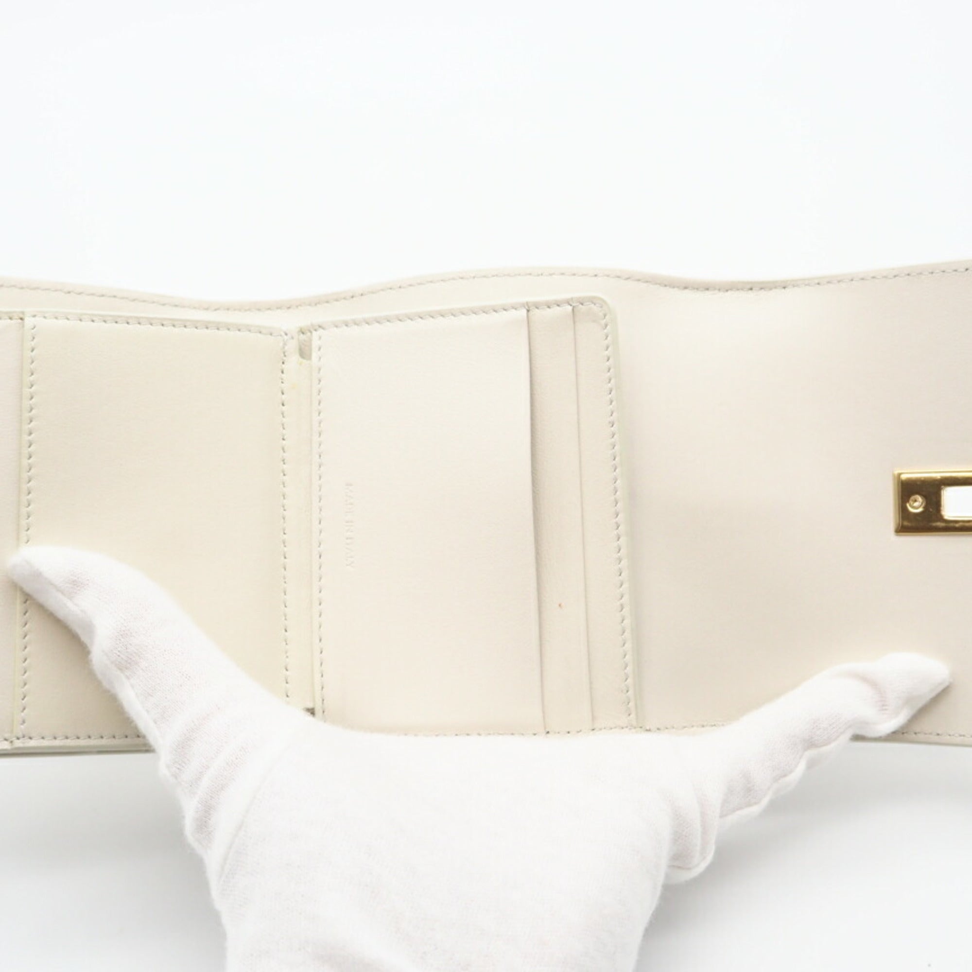 Celine White Satin Wallet (Tri-Fold) (Pre-Owned)