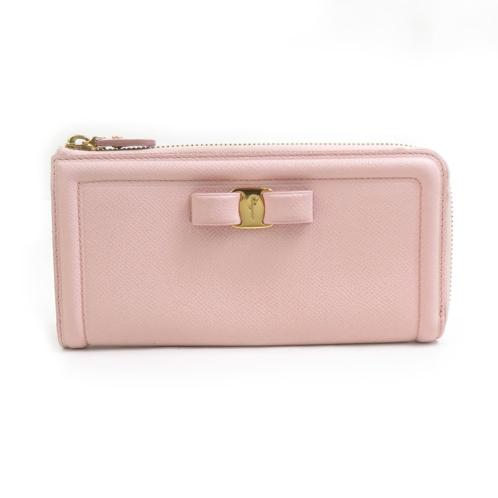 Salvatore Ferragamo Pink Leather Long Wallet (Bi-Fold) (Pre-Owned)