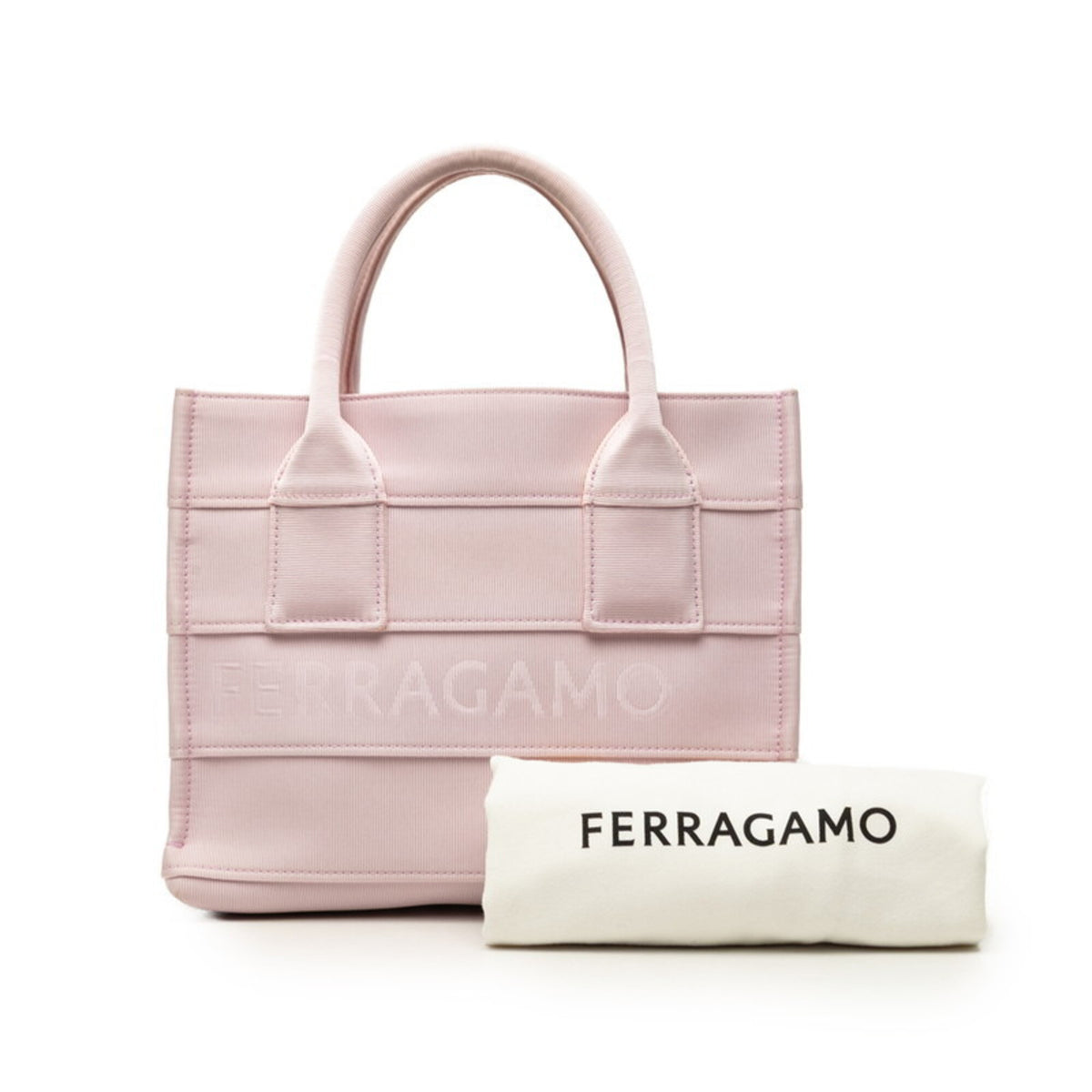 Salvatore Ferragamo Pink Fabric Handbag Tote Bag (Pre-Owned)