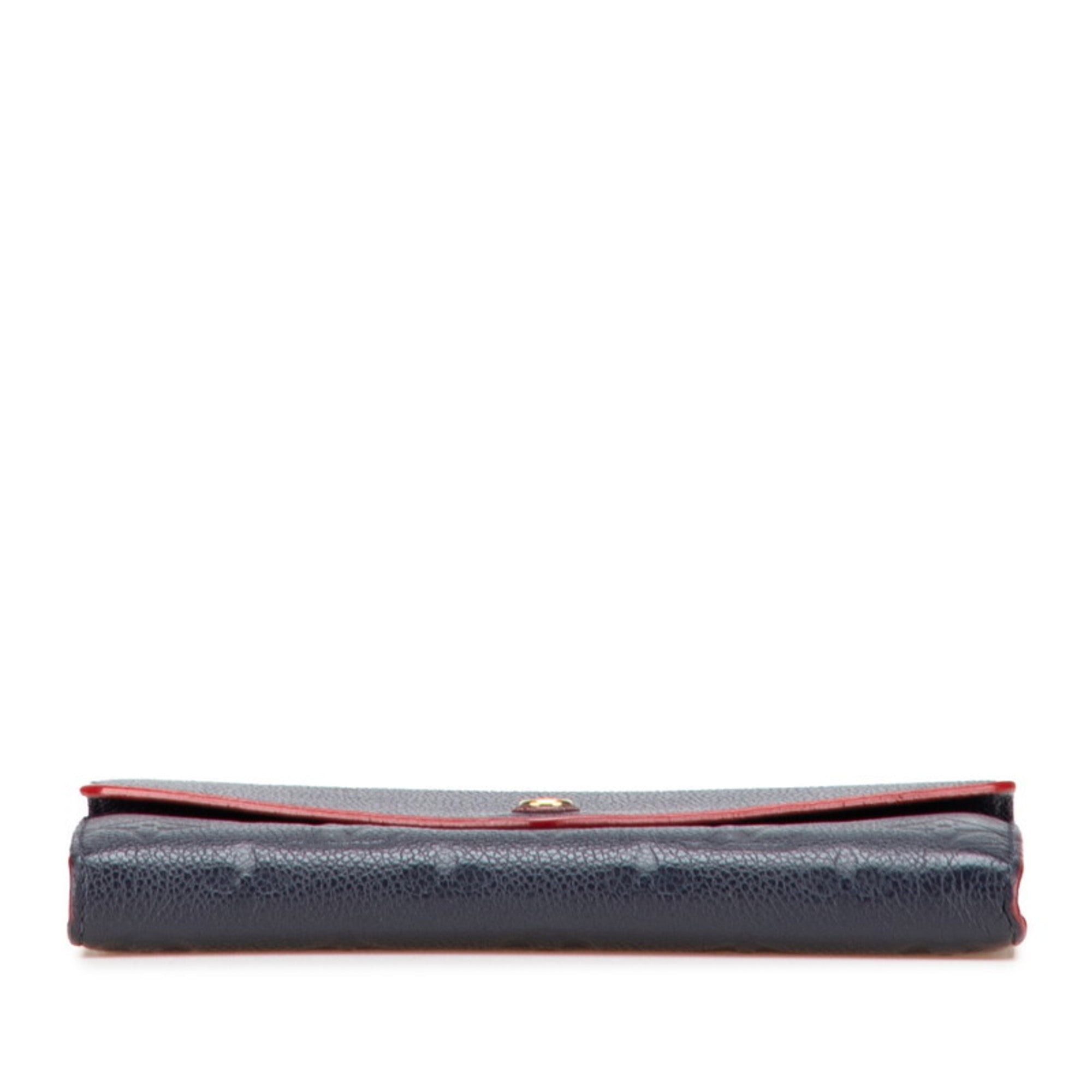 Louis Vuitton Monogram Empreinte Marine Rouge Navy Leather Long Wallet (Bi-Fold) (Pre-Owned)