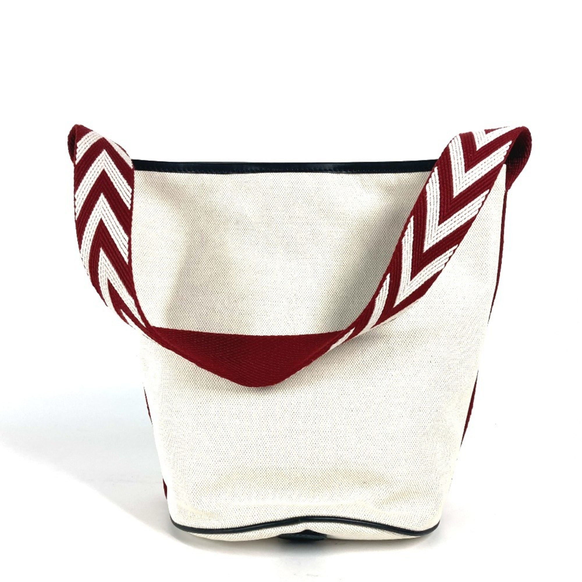 Bally Black Red Color White Canvas Handbag Shoulder Bag (Pre-Owned)