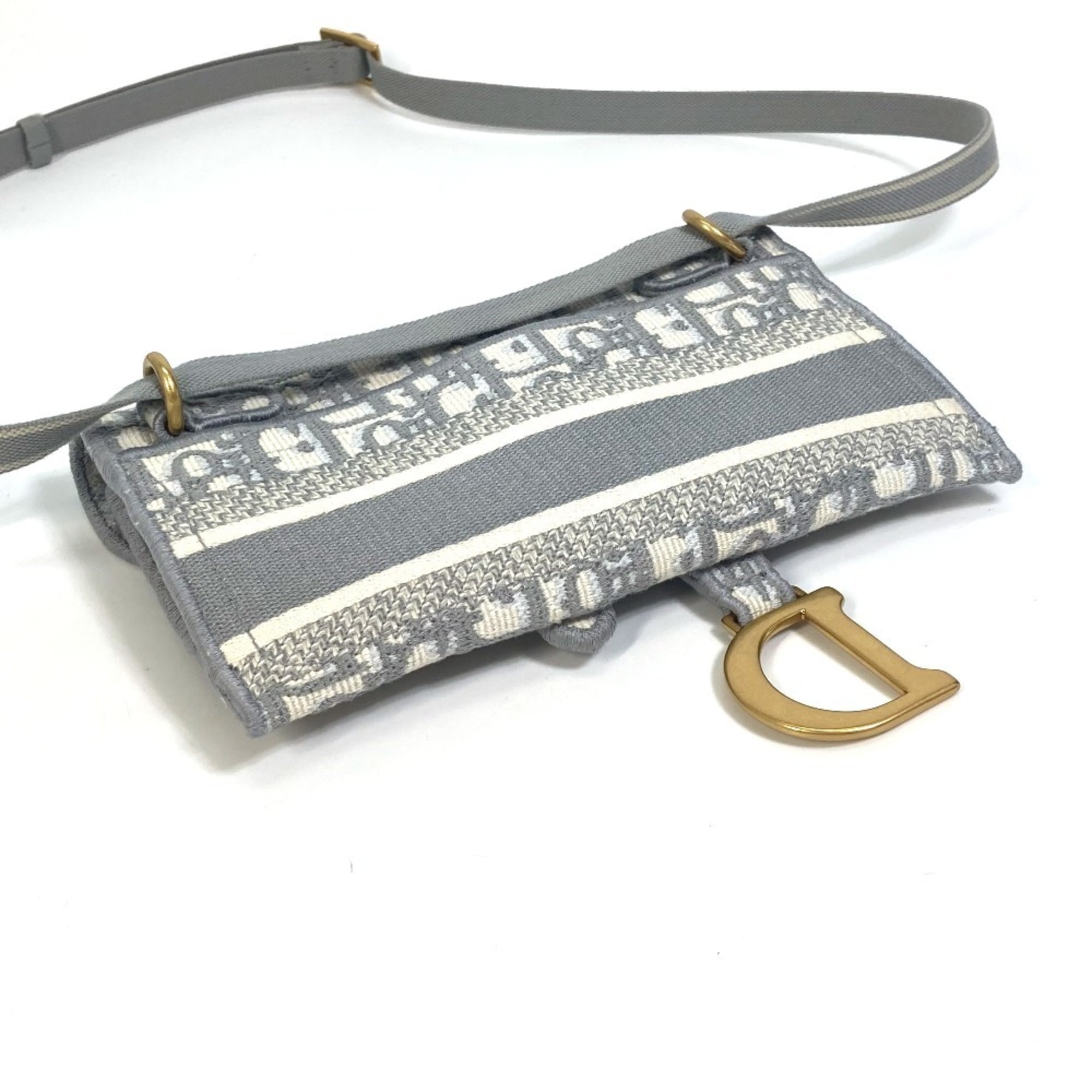 Christian Dior Gray Jacquard Pouch Shoulder Bag (Pre-Owned)