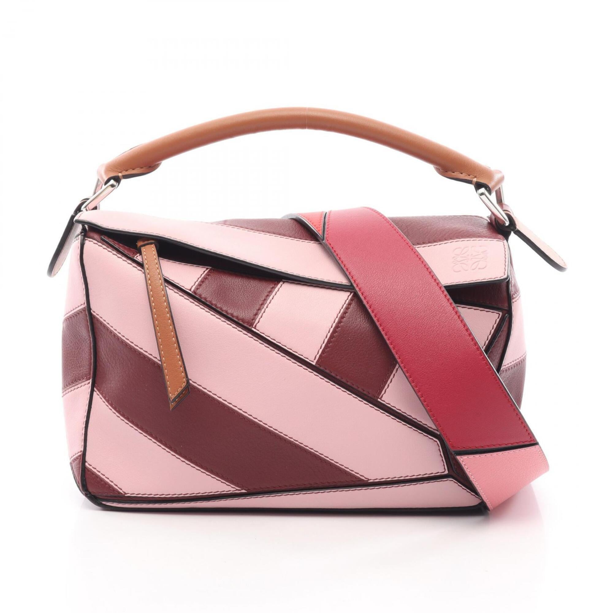 Loewe Bordeaux Brown Pink Leather Handbag (Pre-Owned)