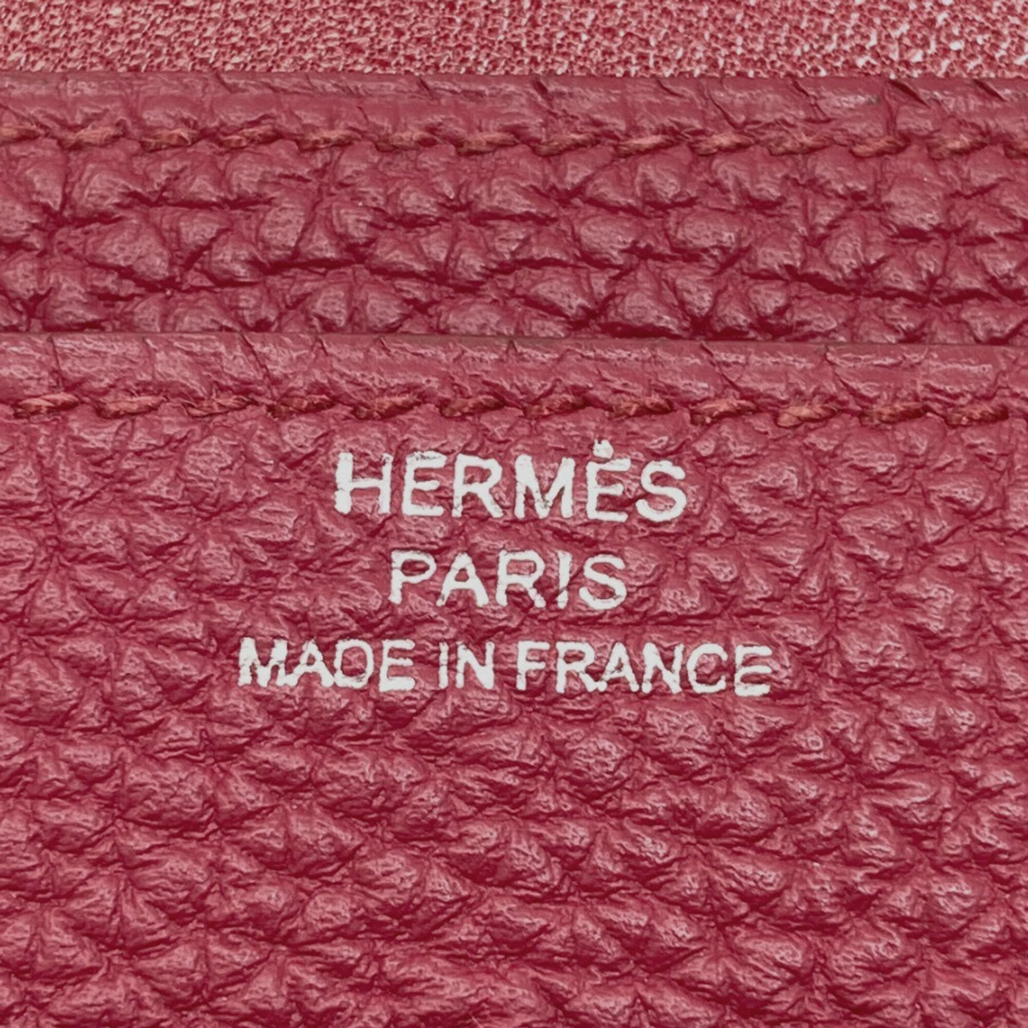 Hermes Red Color Togo Leather Long Wallet (Bi-Fold) (Pre-Owned)