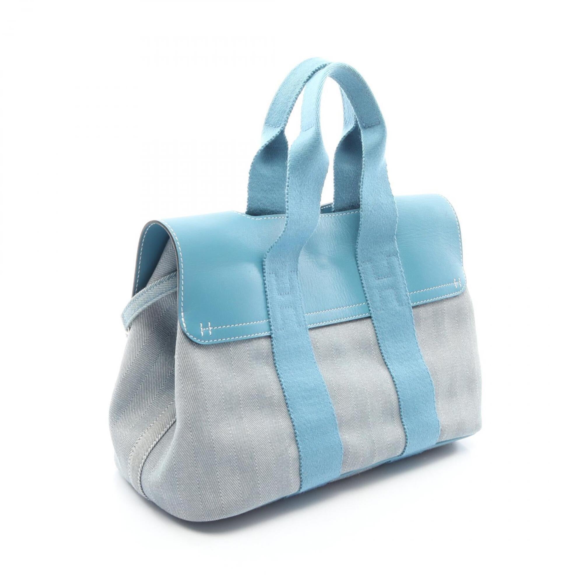 Hermes Blue Toile Chevron Swift Leather Handbag (Pre-Owned)
