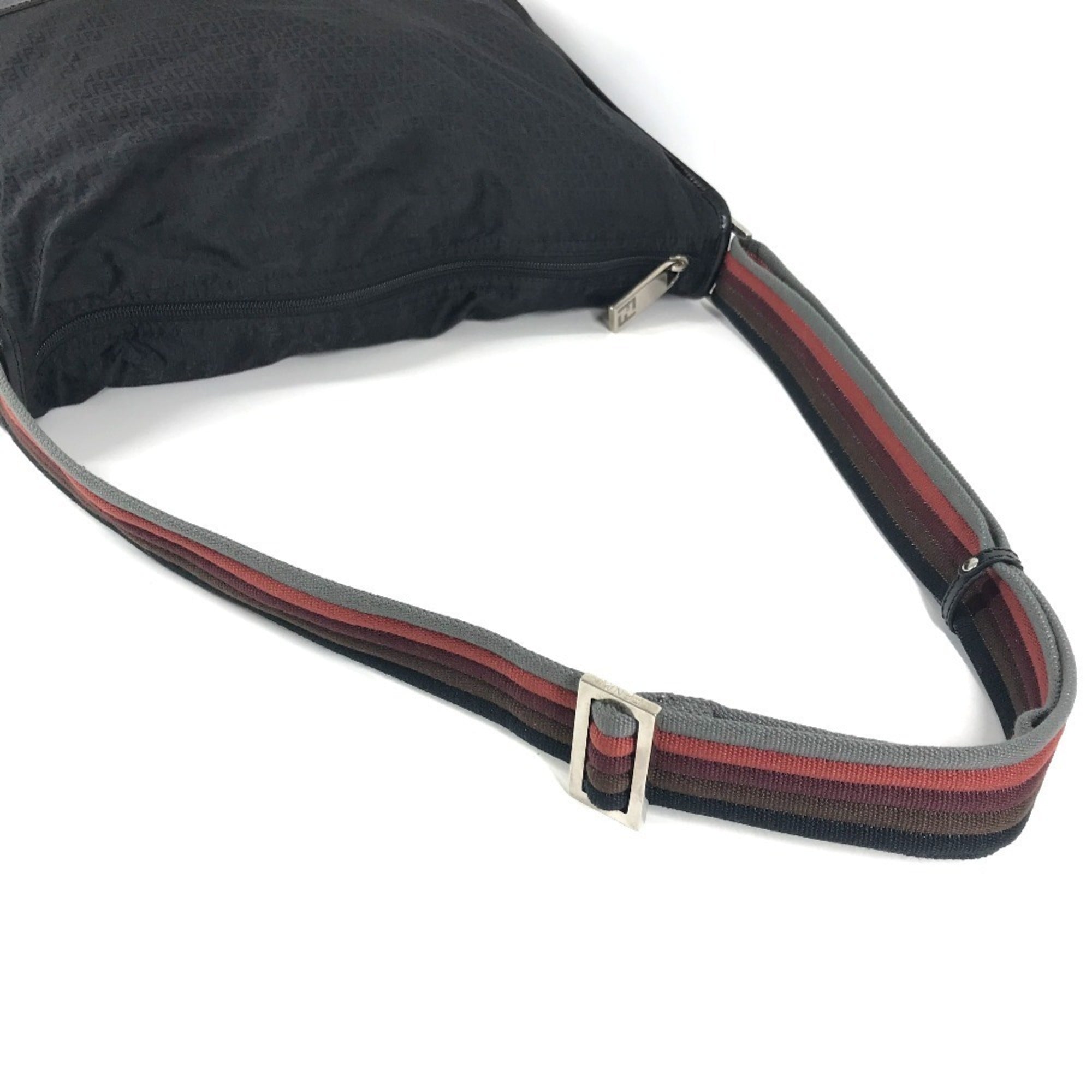 Fendi Black Leather Nylon Shoulder Bag (Pre-Owned)