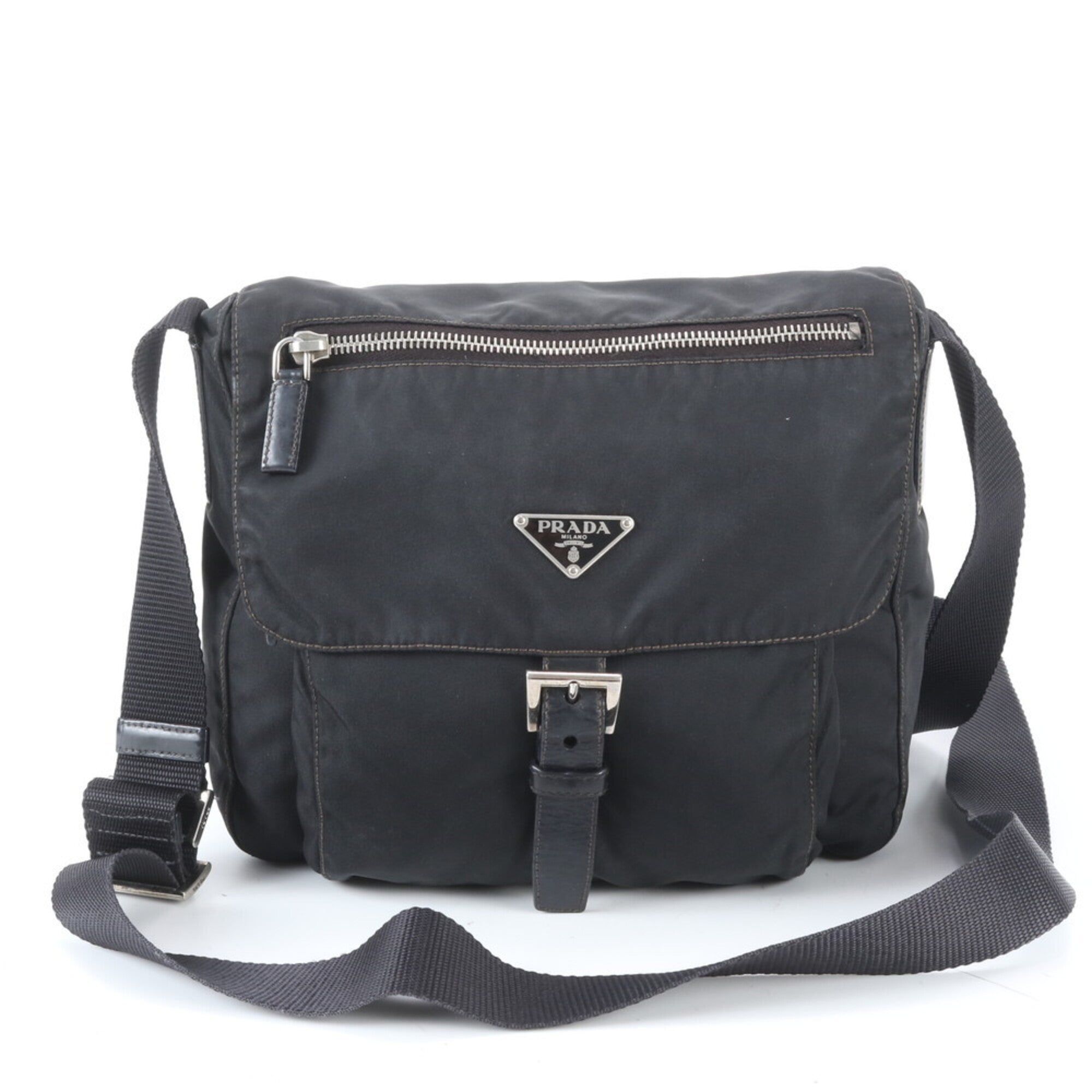 Prada Black Nylon Leather Shoulder Bag (Pre-Owned)