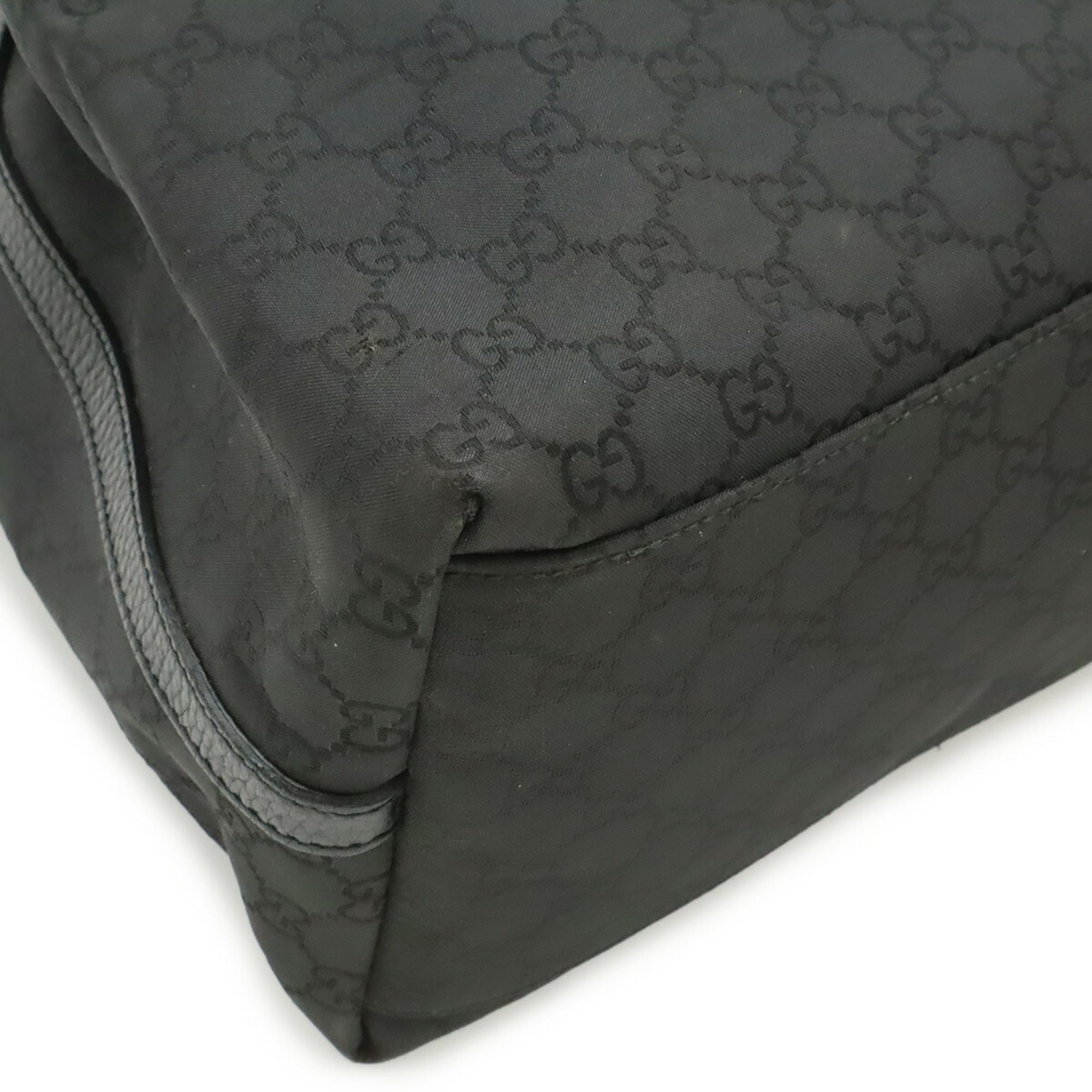 Gucci Black Nylon Leather Shoulder Bag Tote Bag (Pre-Owned)