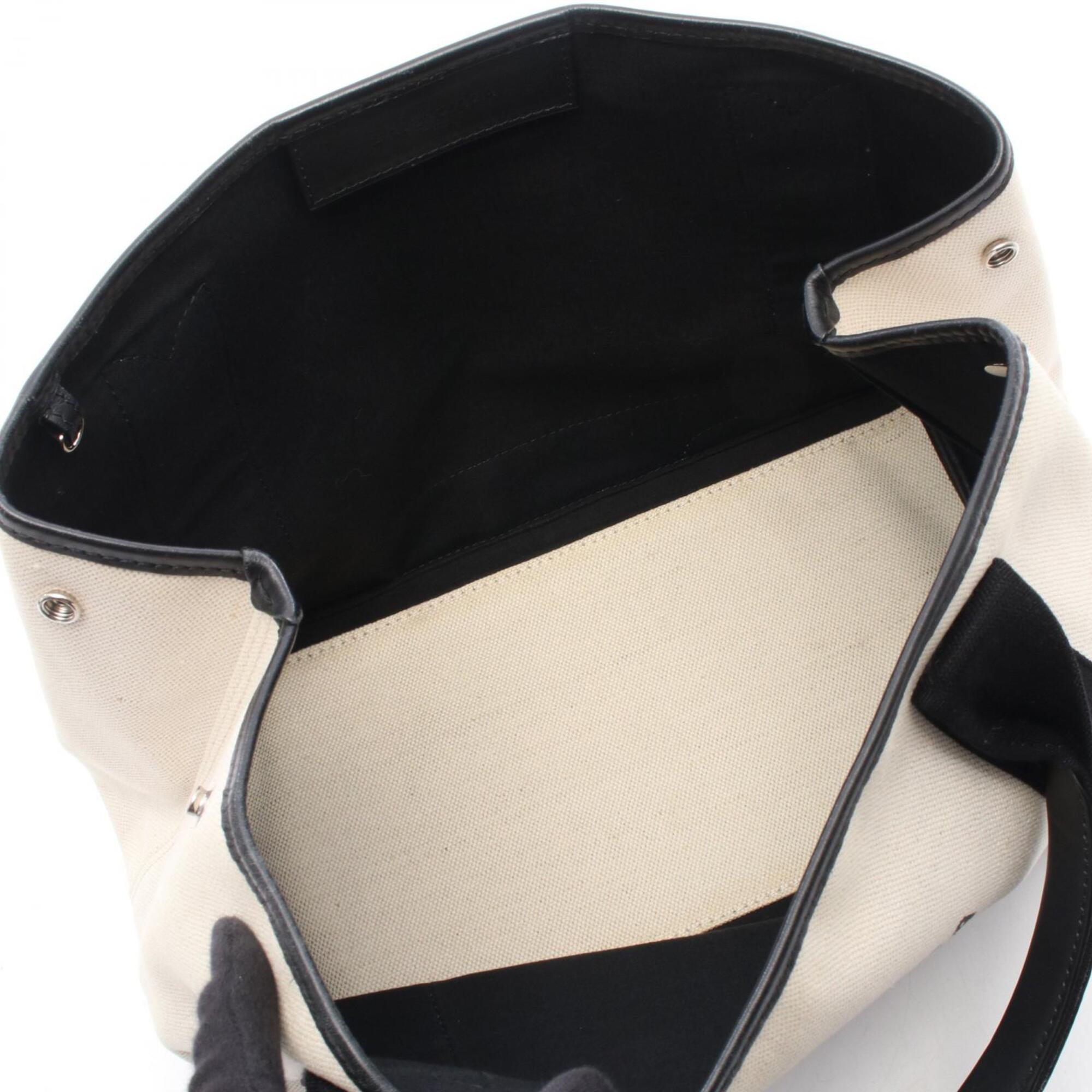 Balenciaga Black White Canvas Leather Handbag Pouch Tote Bag (Pre-Owned)