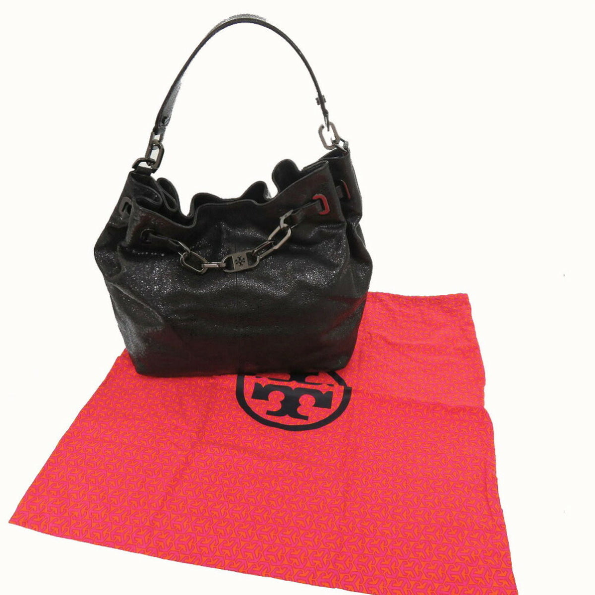 Tory Burch Black Leather Handbag Shoulder Bag (Pre-Owned)