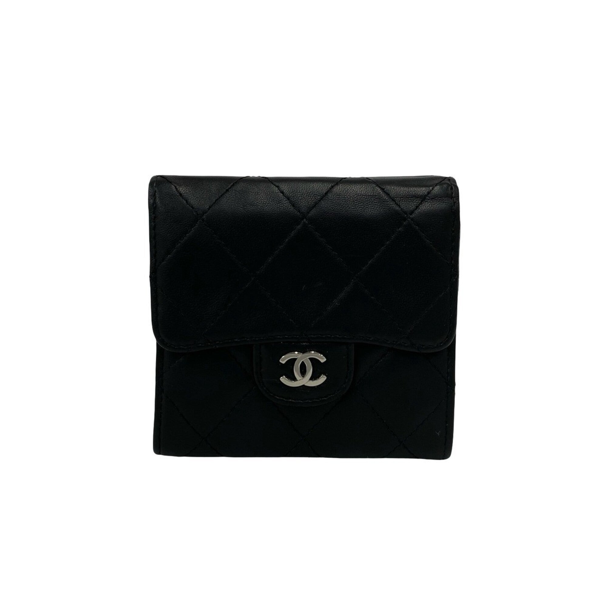 Chanel Black Leather Wallet (Tri-Fold) (Pre-Owned)