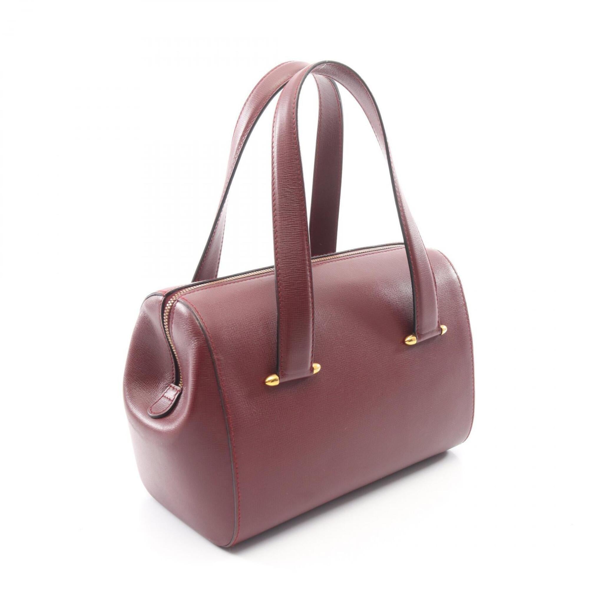 Cartier Bordeaux Leather Boston Bag Handbag (Pre-Owned)