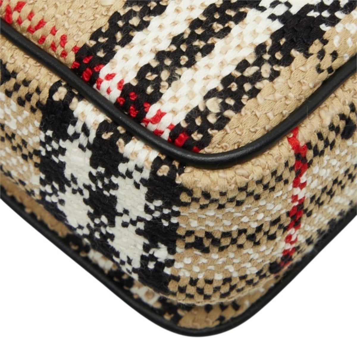 Burberry Beige Tweed Leather Shoulder Bag (Pre-Owned)