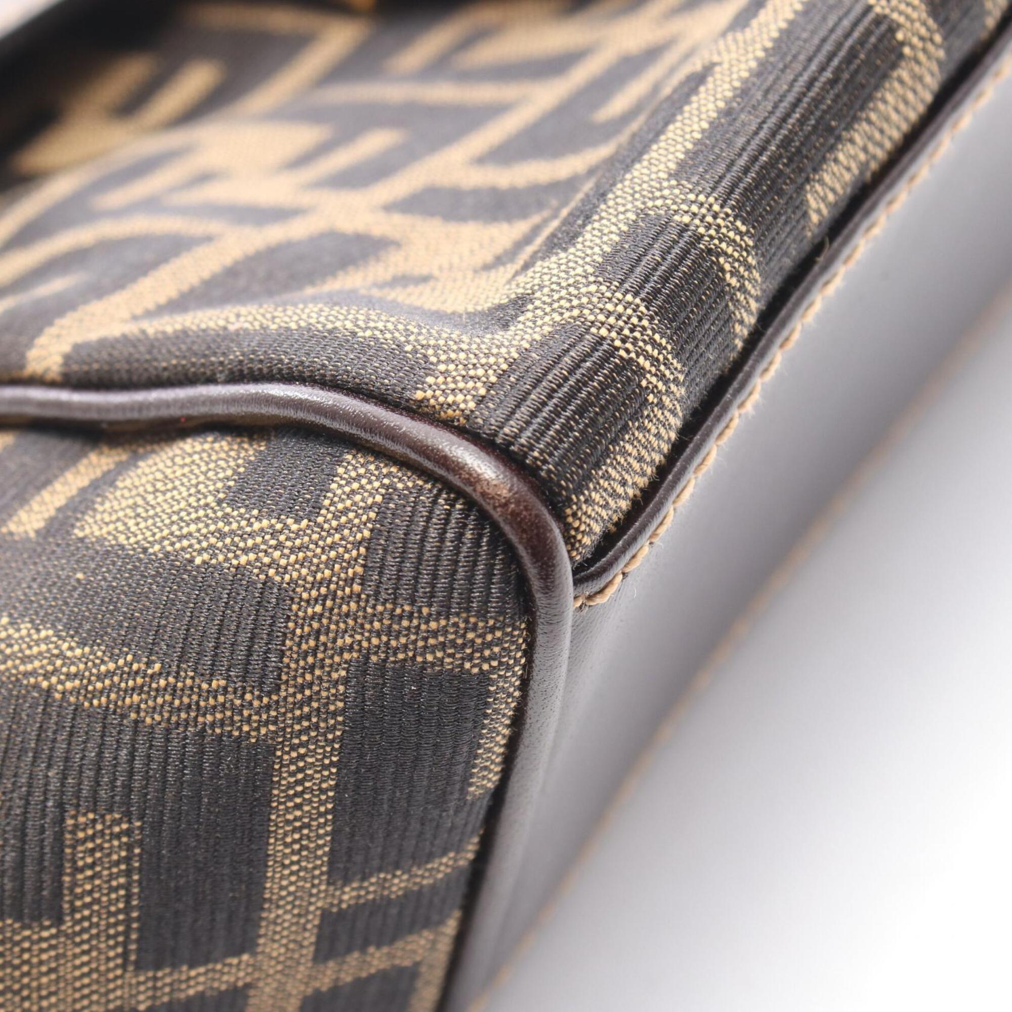 Fendi Brown Canvas Leather Handbag Shoulder Bag (Pre-Owned)