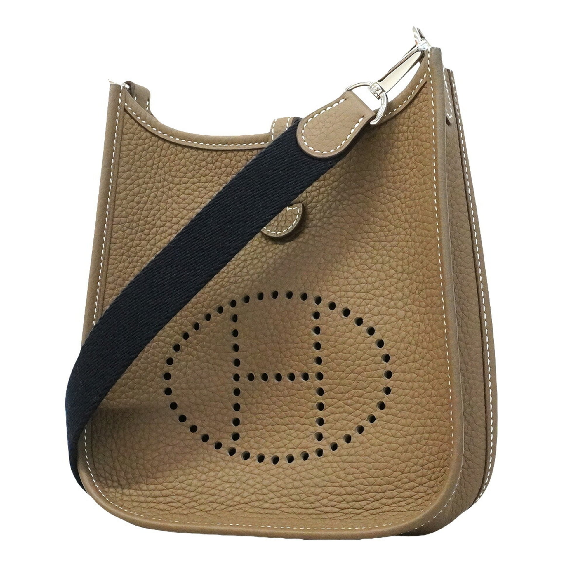 Hermes Etoupe Gray Taurillon Clemence Leather Shoulder Bag (Pre-Owned)