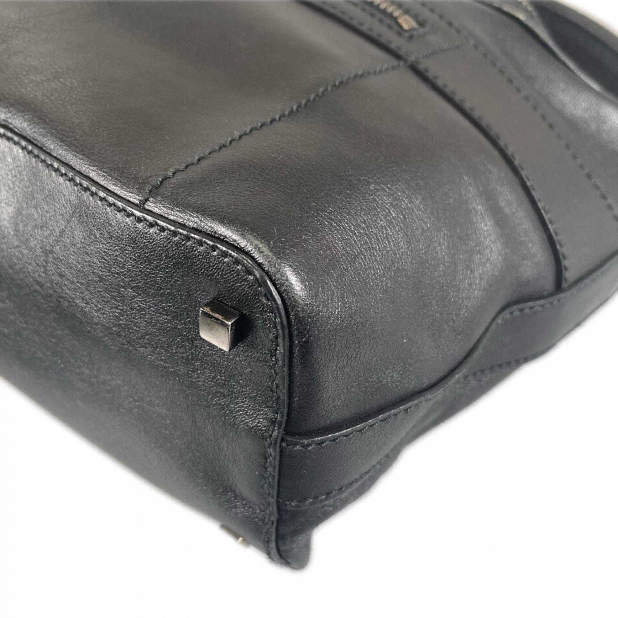 Gucci Black White Leather Handbag (Pre-Owned)