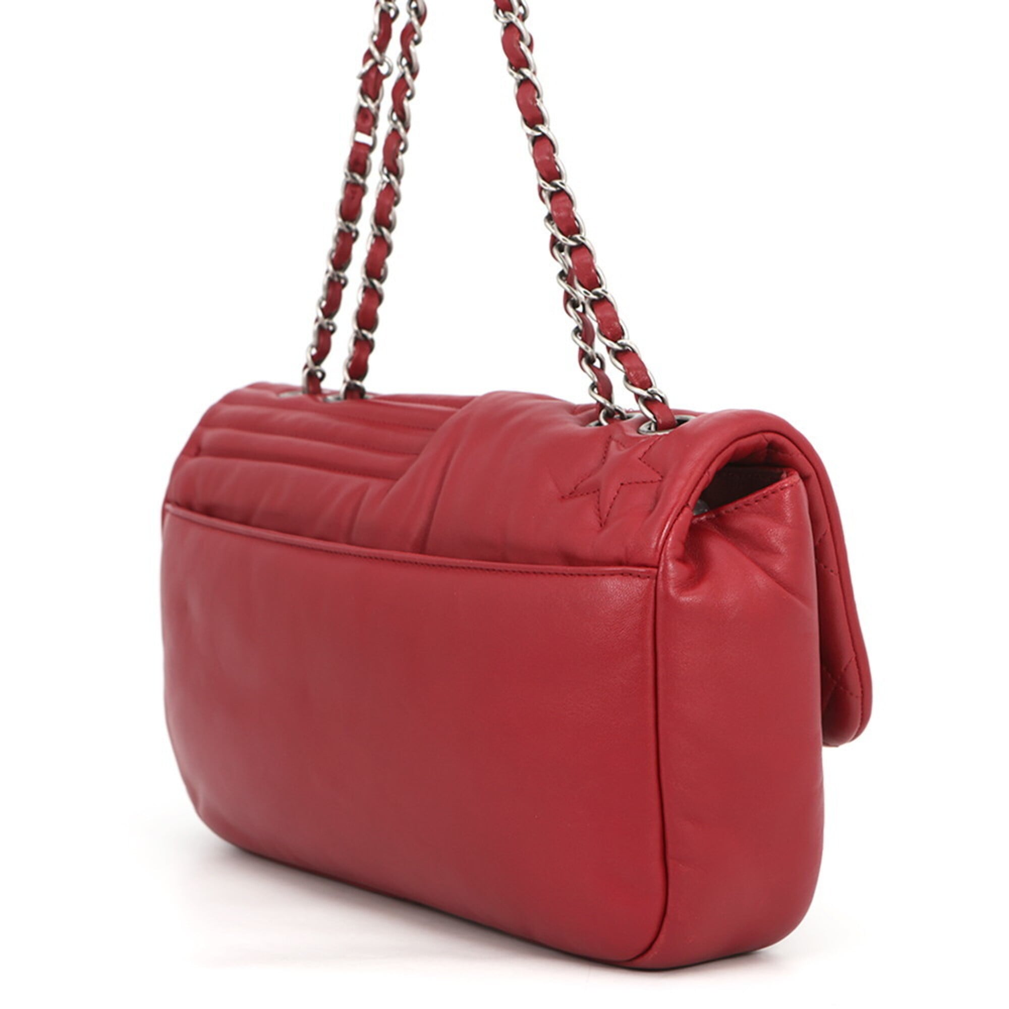 Chanel Red Color Leather Shoulder Bag (Pre-Owned)
