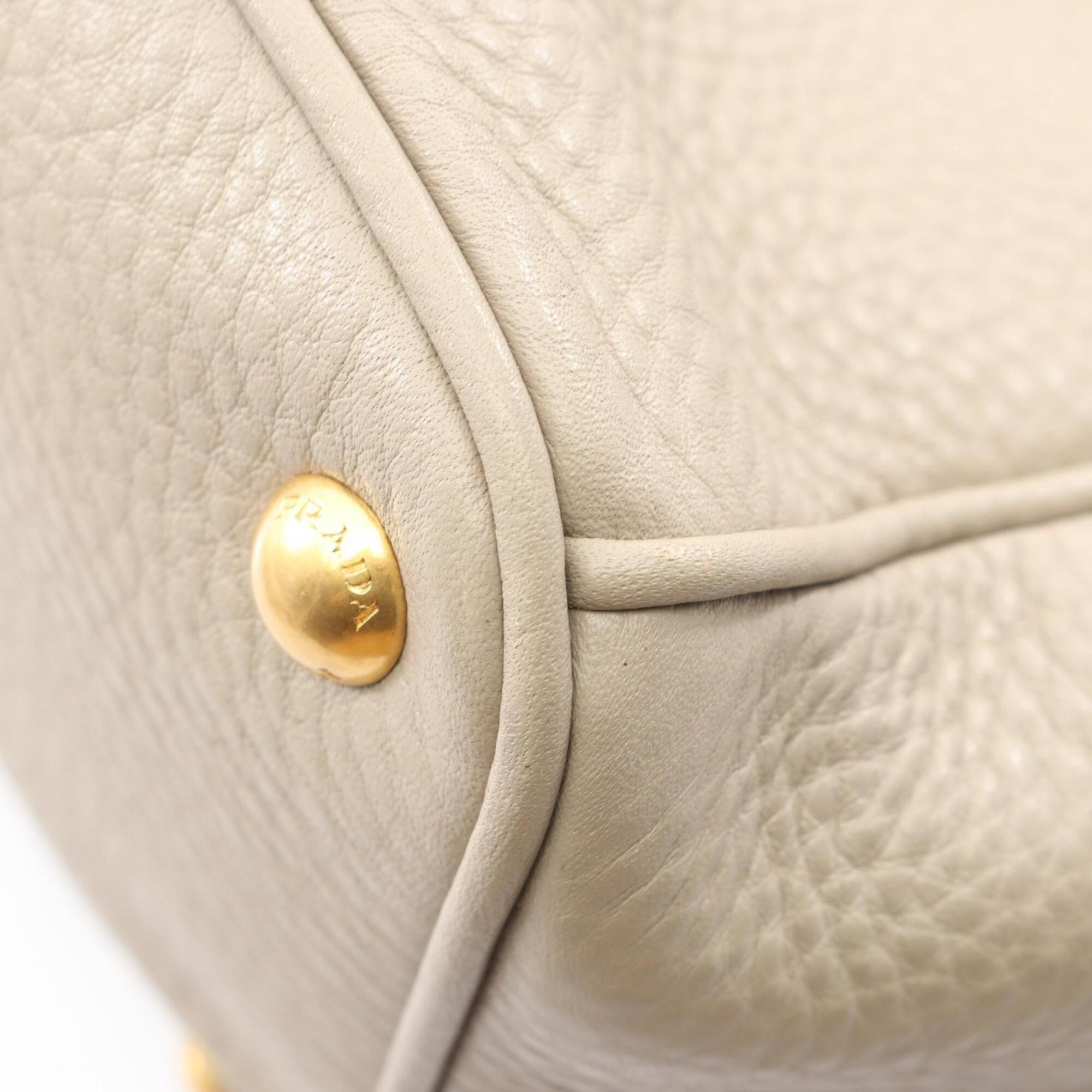 Prada Beige Leather Handbag Tote Bag (Pre-Owned)