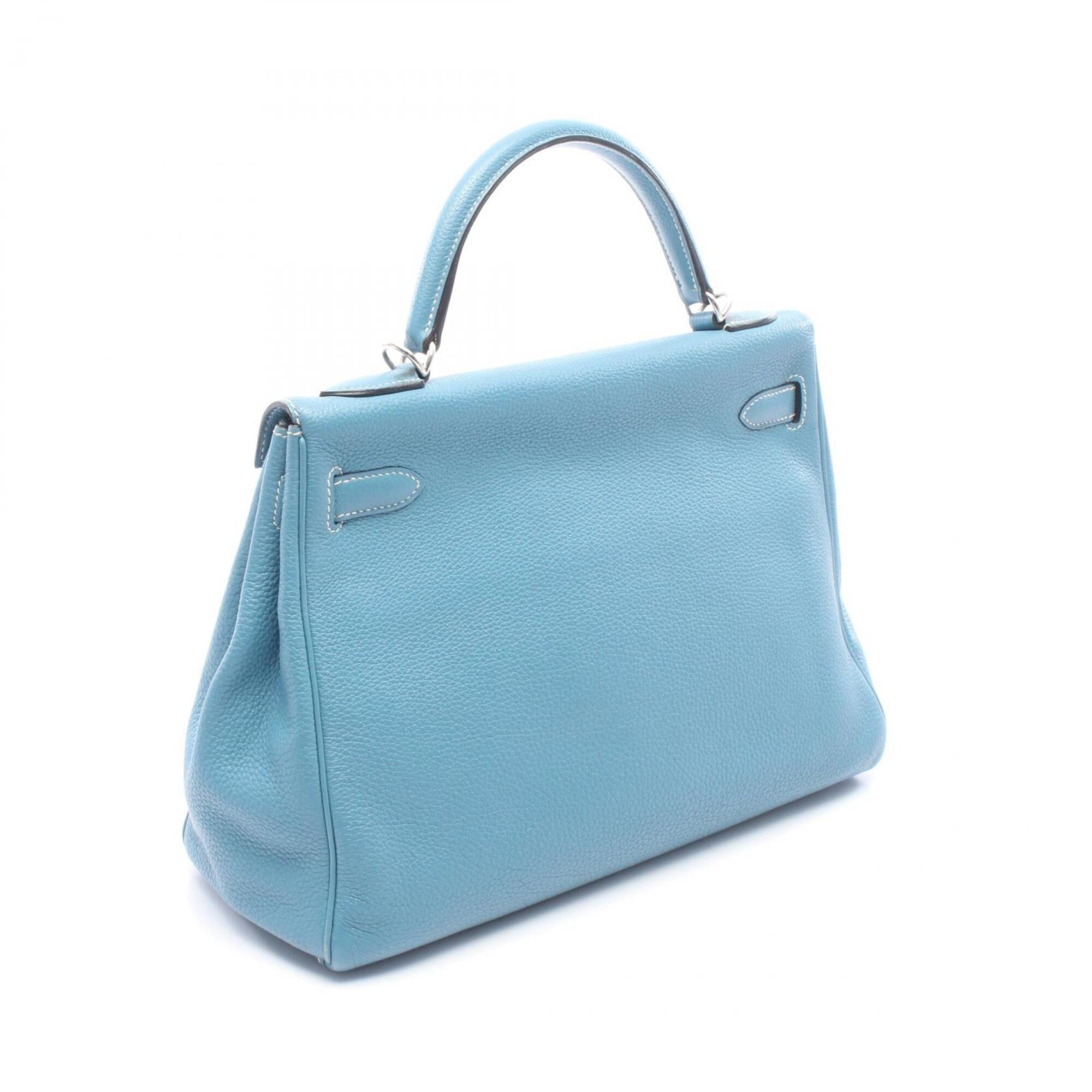 Hermes Blue Blue Jean Togo Leather Handbag (Pre-Owned)