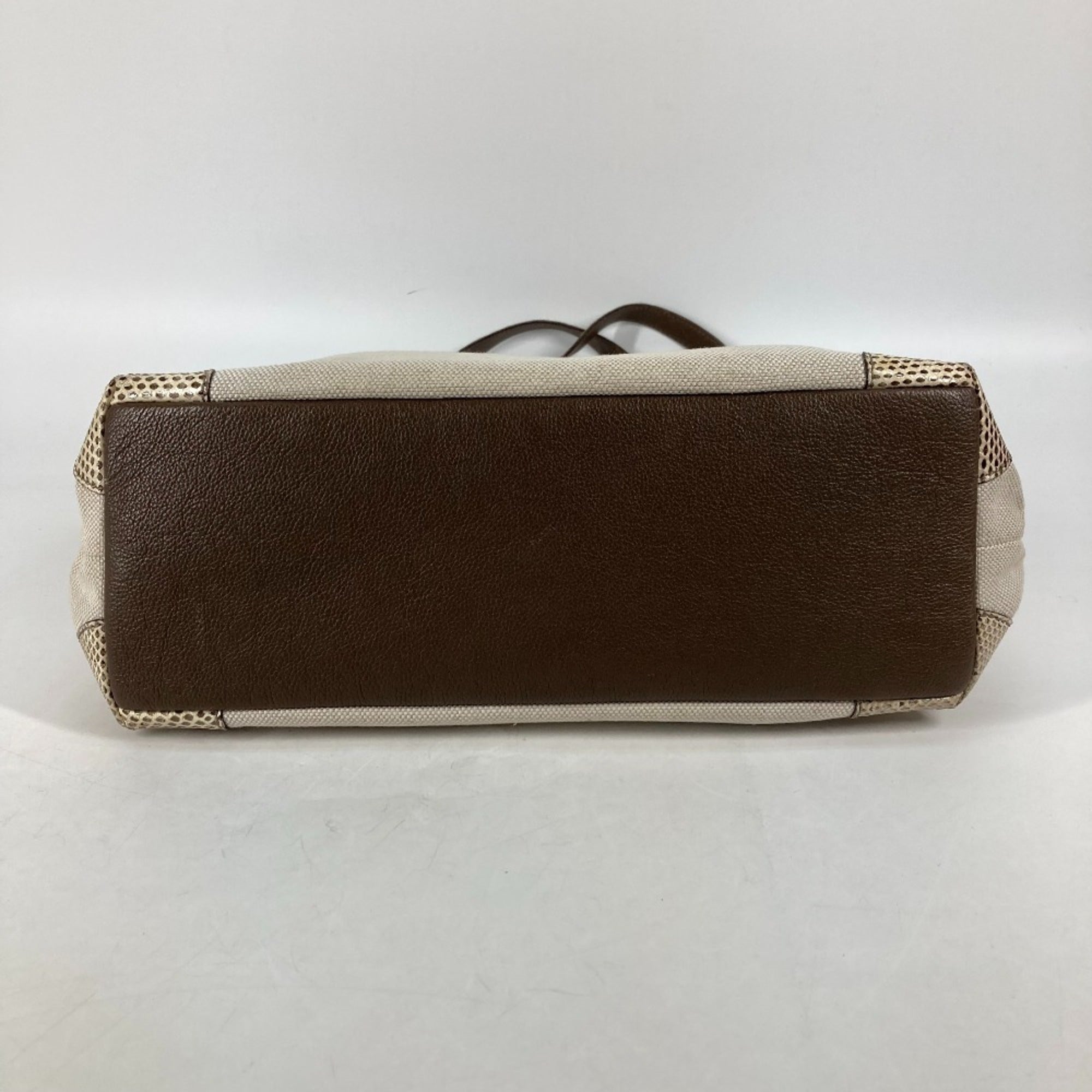 Cartier Beige Dark Brown Canvas Shoulder Bag Tote Bag (Pre-Owned)
